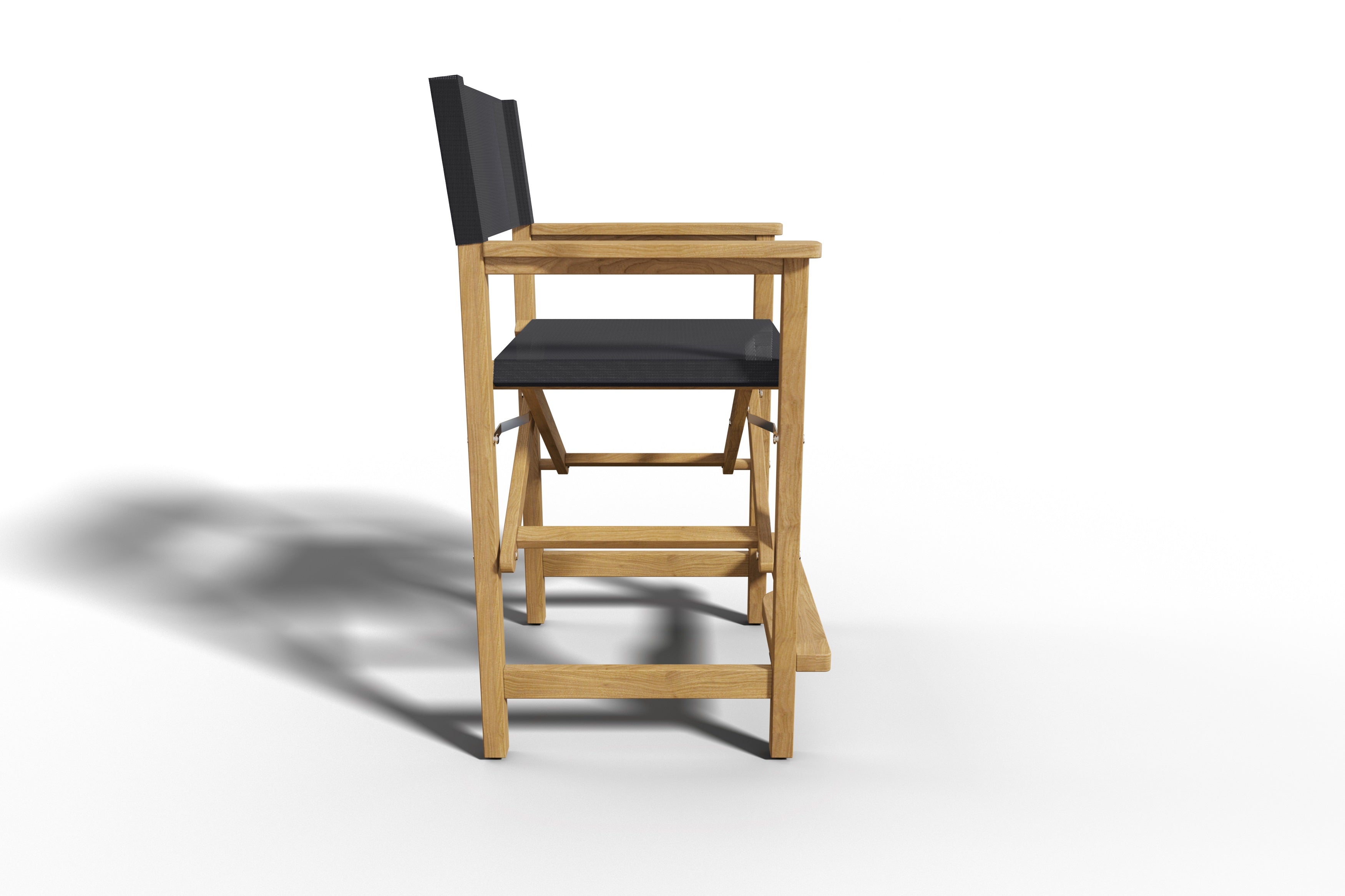 Premium Black Teak Outdoor Bar Height Dining Armchair - Weather-Resistant Patio Bar Stool for Backyard, Deck, Poolside & Restaurant Use