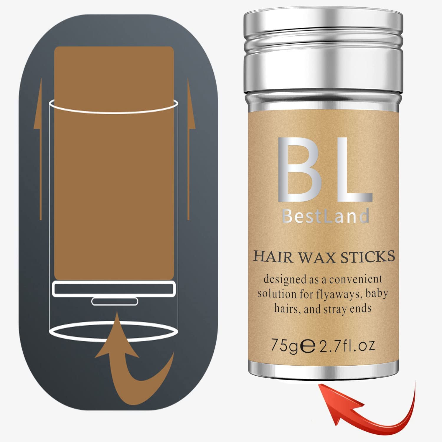 Professional Hair Wax Stick & 2 Pcs Lace Melting Bands - Wig Edge Control, Frizz Taming & Secure Hold Styling Kit (75g) - Perfect for Lace Front Wigs, Natural Hair Edges & All-Day Styling