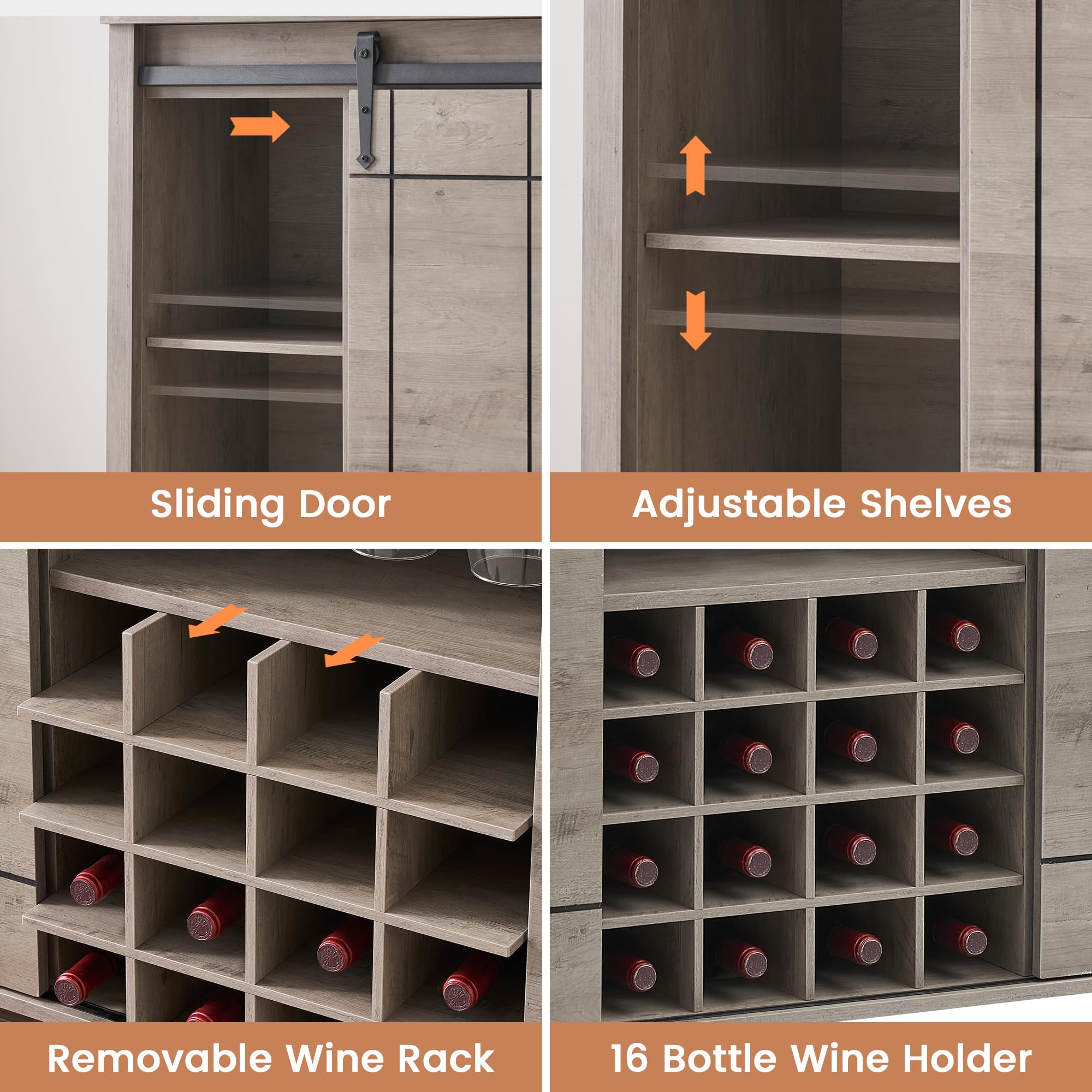 Farmhouse Coffee Bar Cabinet with Storage - 47