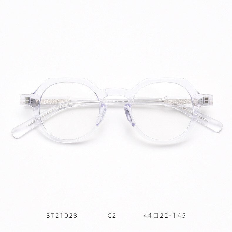CCspace Unisex Full Rim Polygon Acetate Eyeglasses Frame 55273 - Lightweight & Durable for Work, Reading & Fashion