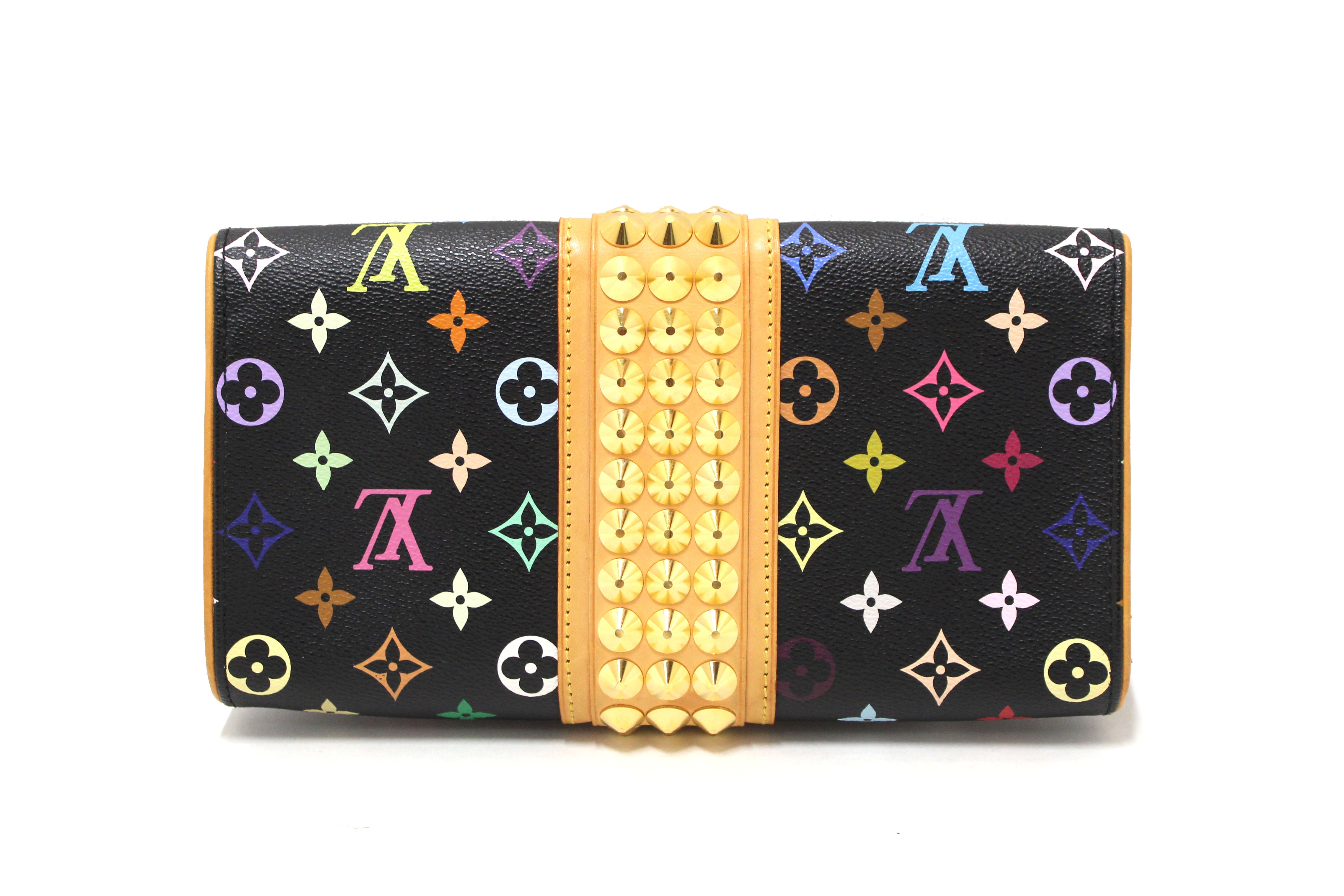 Authentic Louis Vuitton Black Multicolor Monogram Courtney Clutch Bag for Women - Luxury Evening Clutch for Parties, Weddings & Special Events