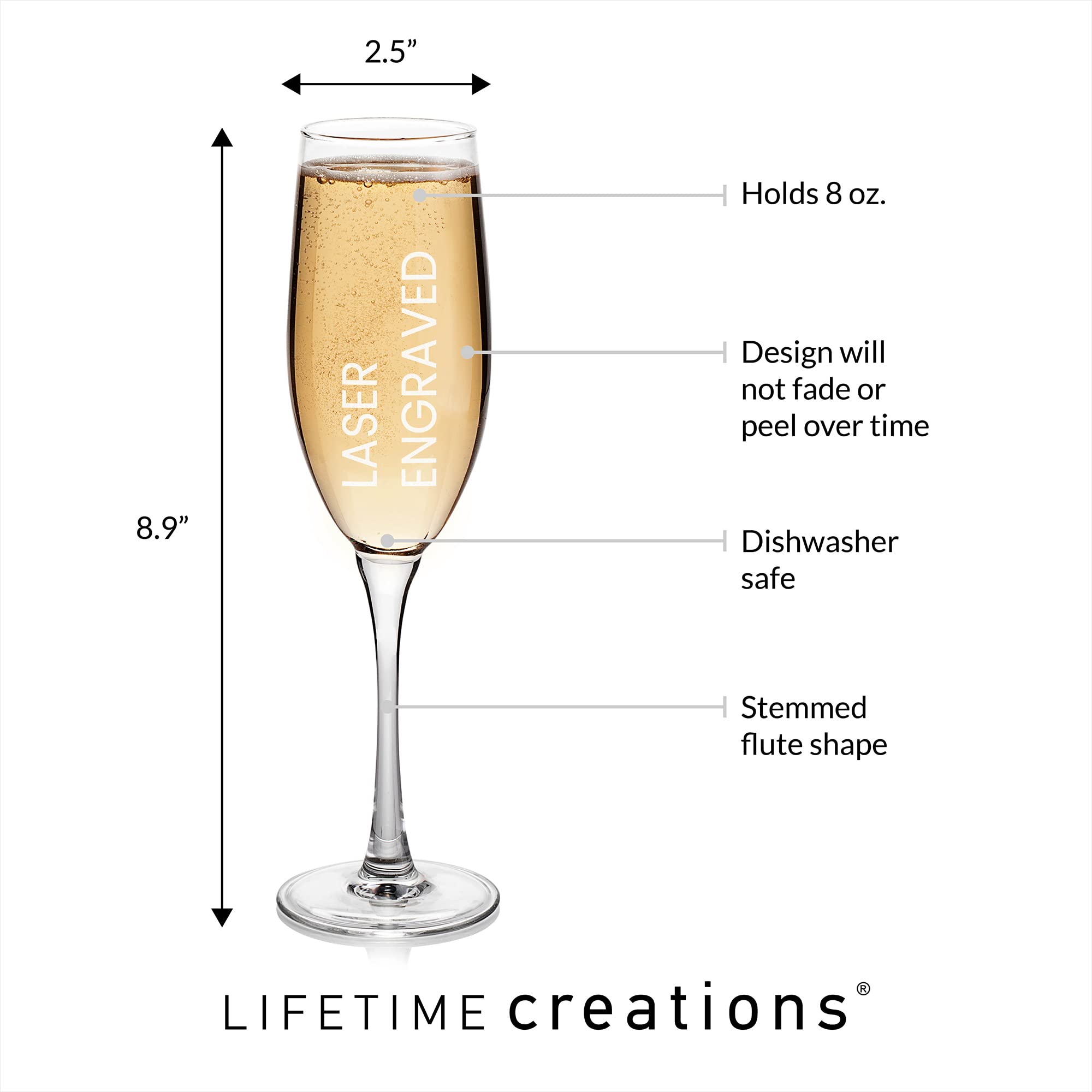 Personalized Mrs. & Mrs. Champagne Glasses Set of 2 - 8 oz Engraved Stemmed Flutes for LGBTQ Wedding, Same-Sex Couples & Newlyweds - Dishwasher Safe Wedding Gift - Perfect for Anniversaries, Bridal Showers & Romantic Celebrations