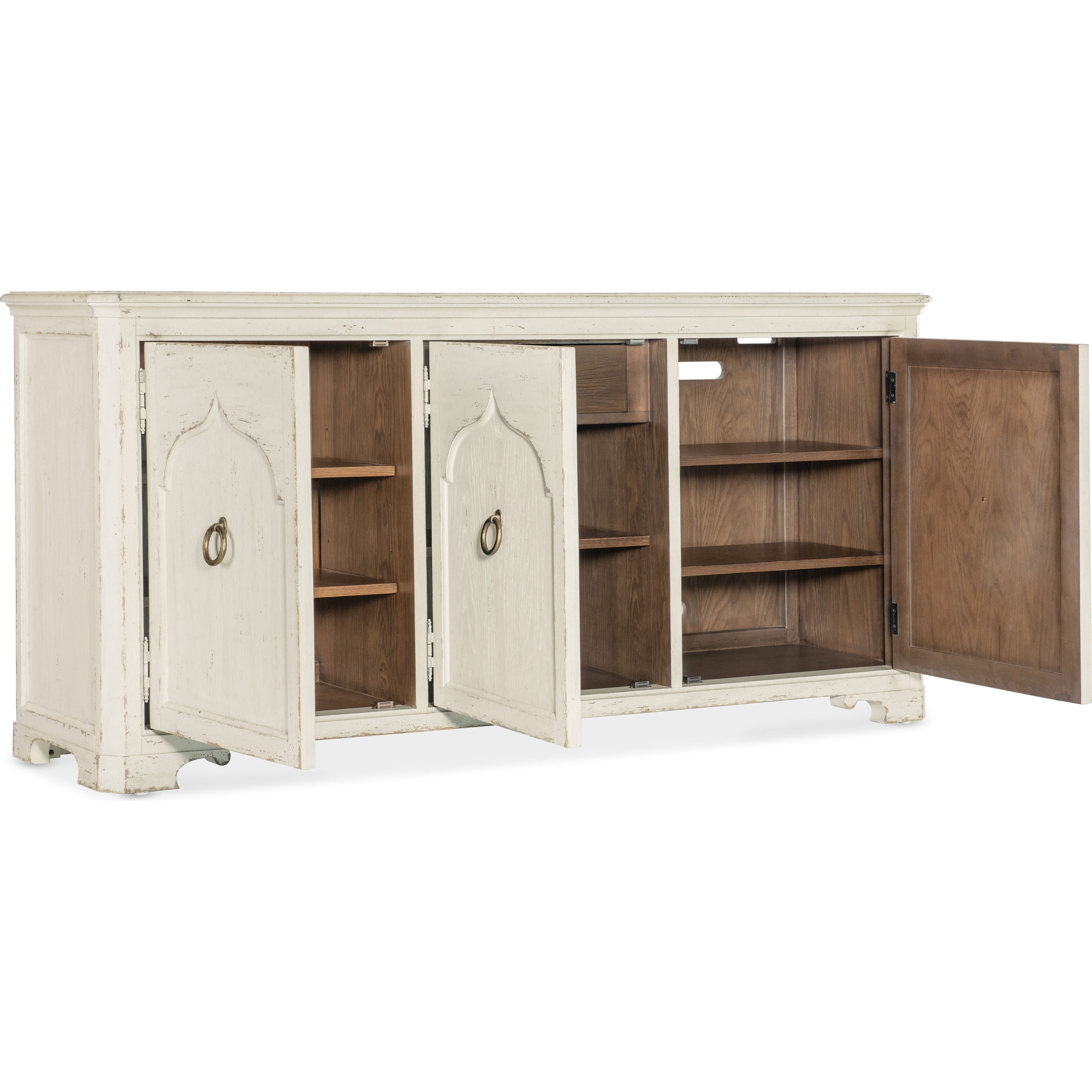 Americana Entertainment Credenza TV Stand - White, Cream, Beige - Perfect for Living Room, Home Theater & Media Storage