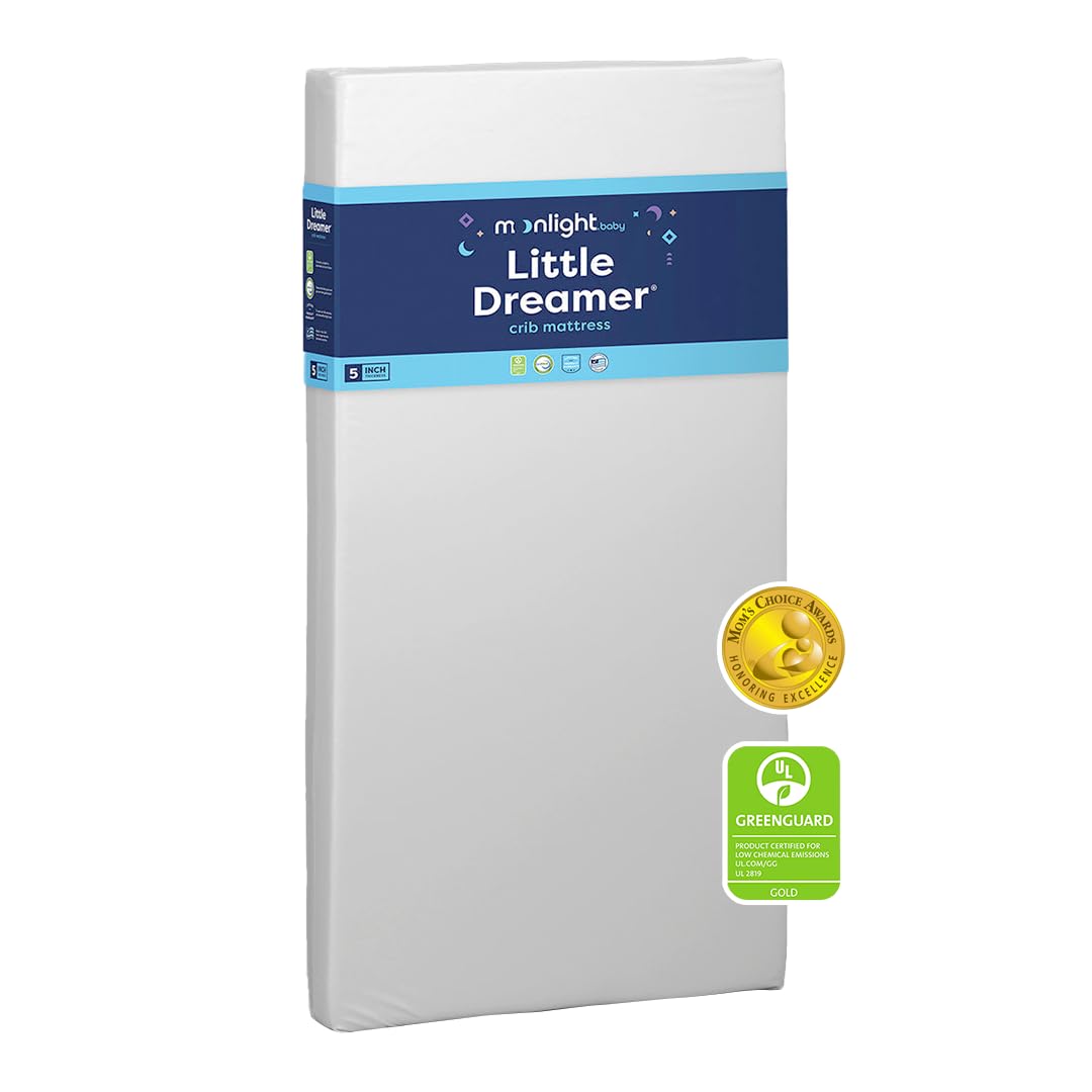 Moonlight Slumber Little Dreamer Firm Dual-Sided Crib Mattress - Standard Size, Waterproof, 5 Inch for Baby Nursery & Daycare Use