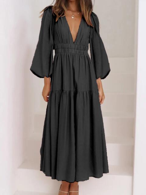 Boho Balloon Sleeve Maxi Dress for Women - Flowy Summer Beach Vacation Dress with Pockets | Perfect for Tropical Getaways, Pool Parties & Date Nights