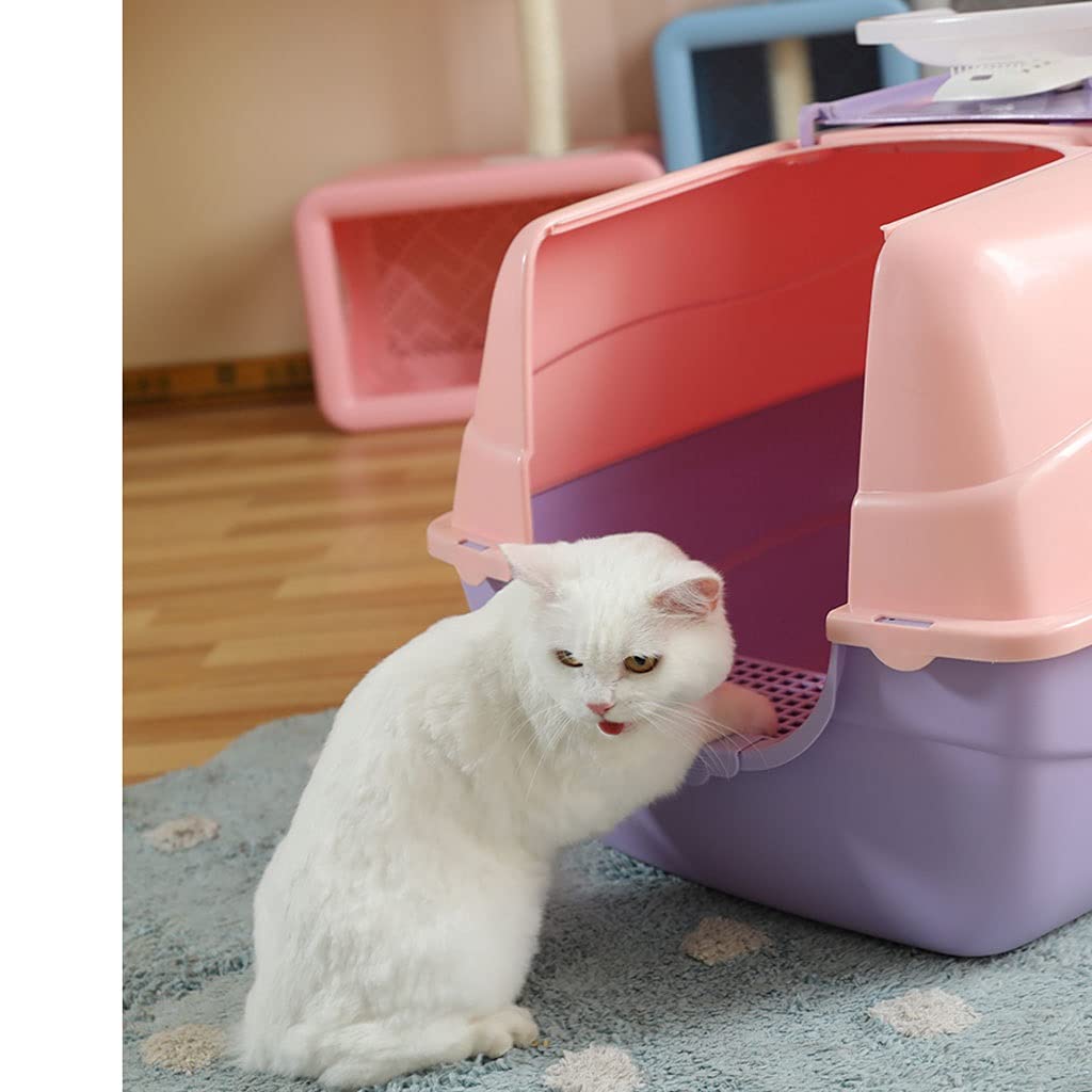 Large Fully Enclosed Splash-Proof Cat Litter Box with Clamshell Design - Durable & Easy Clean Cat Toilet for Odor Control (Color B) - Perfect for Small Spaces & Multi-Cat Homes