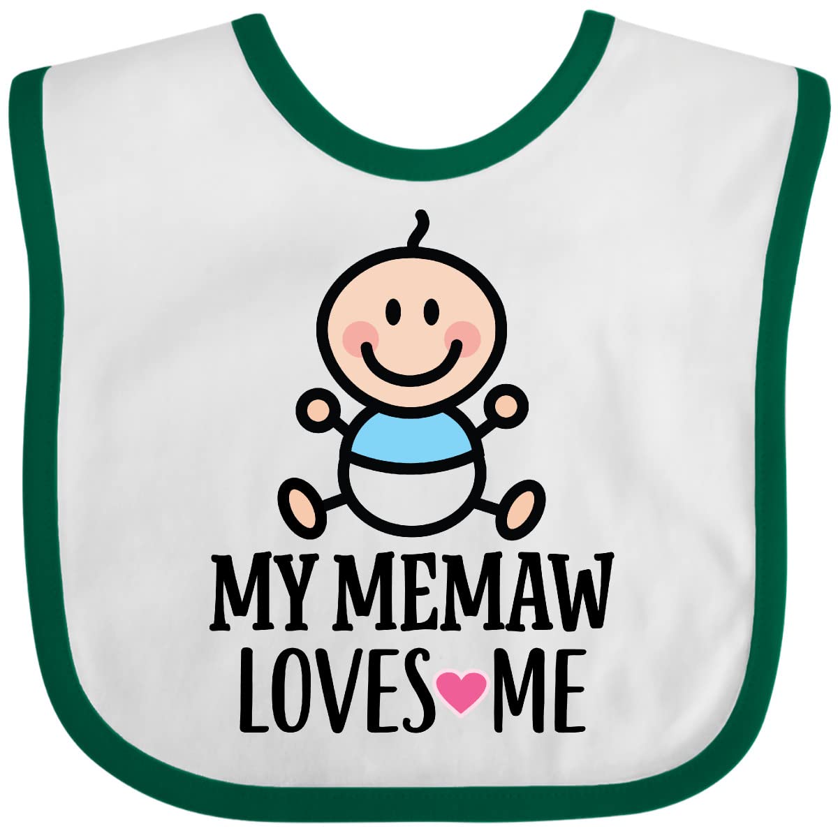 Inktastic My Memaw Loves Me Baby Boy Bib - Soft Cotton Drool Bib for Infants, Perfect for Feeding Time & Photo Shoots