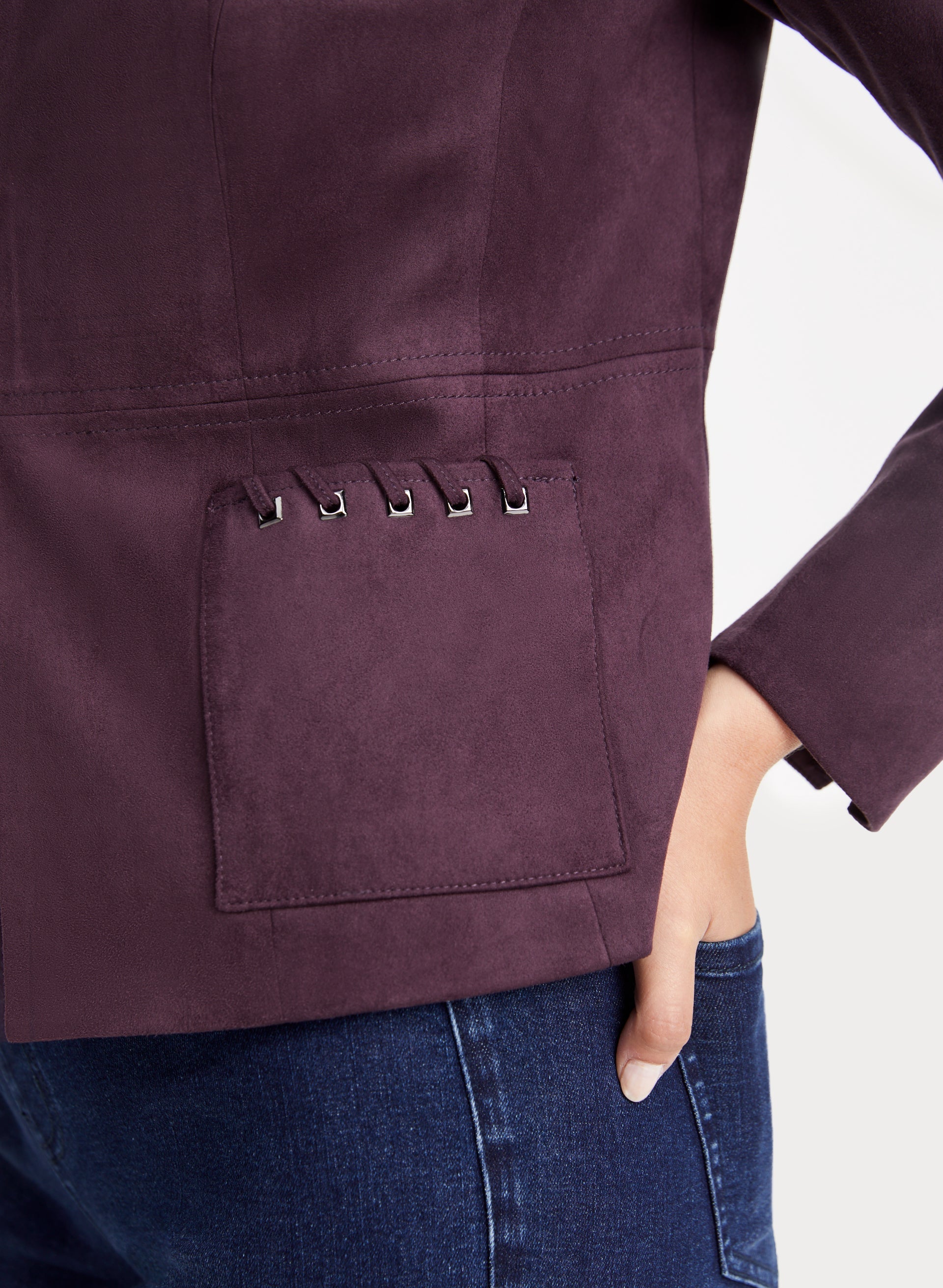 Stylish Faux Suede Jacket for Women - Trendy Vegan Leather Coat with Zipper Closure - Perfect for Fall, Winter & Casual Outings