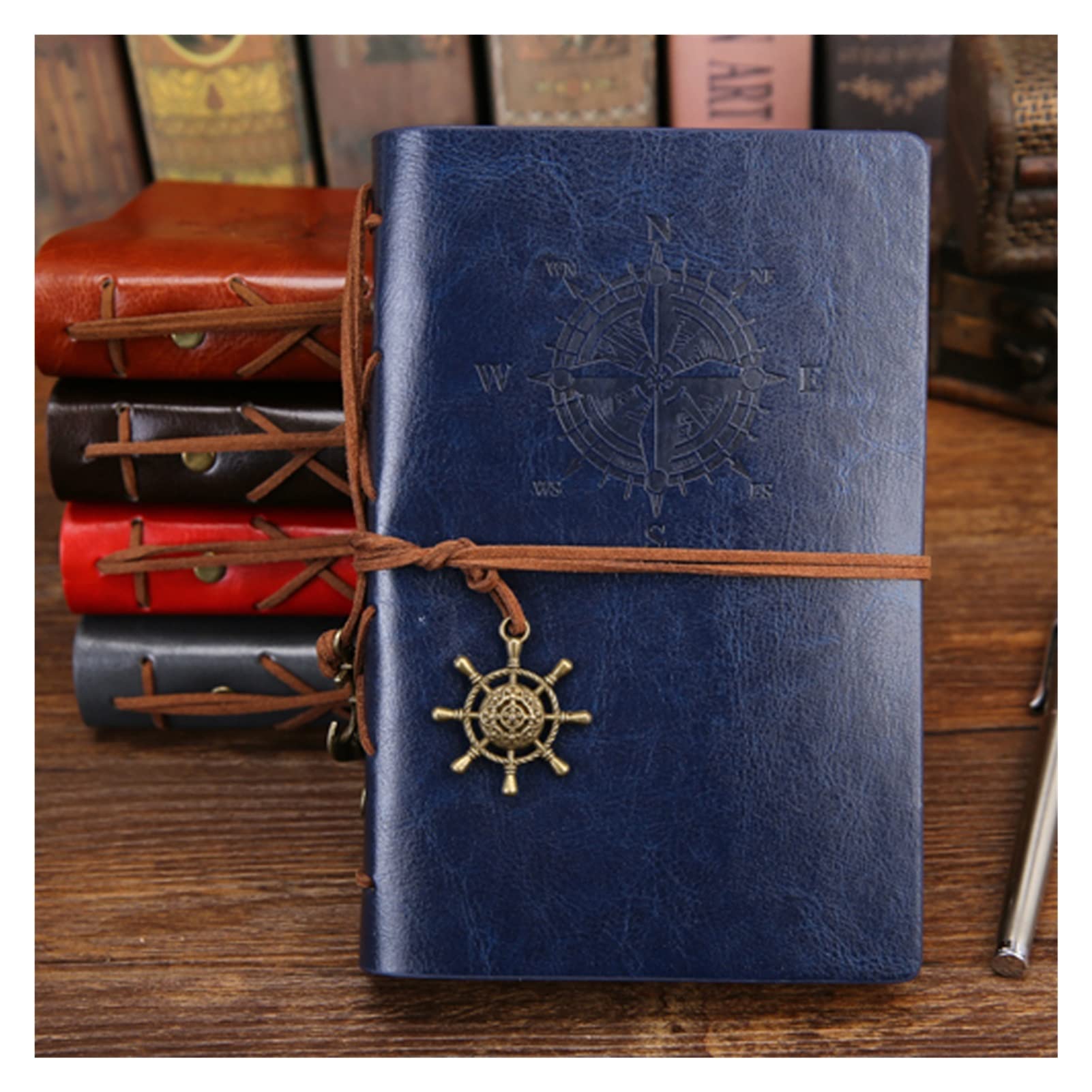 Vintage PU Leather Spiral Notebook - Retro Travel Journal & Diary Notepad, Replaceable Pages, 130x185mm Medium Size, Perfect Gift for Writers & Travelers - Use for Note Taking, Sketching, Planning & Journaling (Color: E)