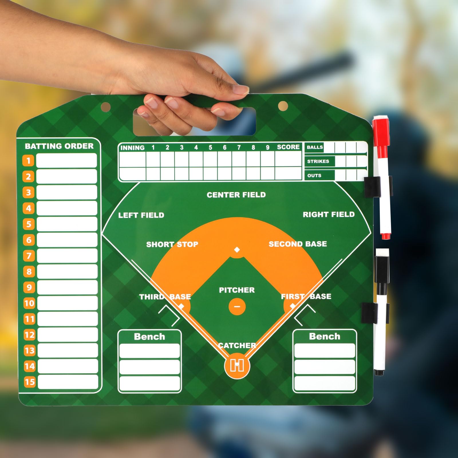Magnetic Baseball Lineup Board - Dry Erase Softball Tactical Board with Clipboard | Coaching Equipment for Baseball Training | Perfect for Team Practices, Games & Strategy Planning