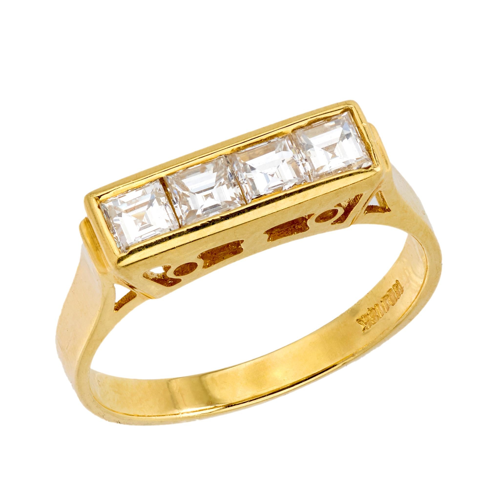 18K Gold Diamond Four Stone Ring for Women - Elegant Vintage Style Jewelry for Engagement, Wedding, Anniversary & Special Occasions