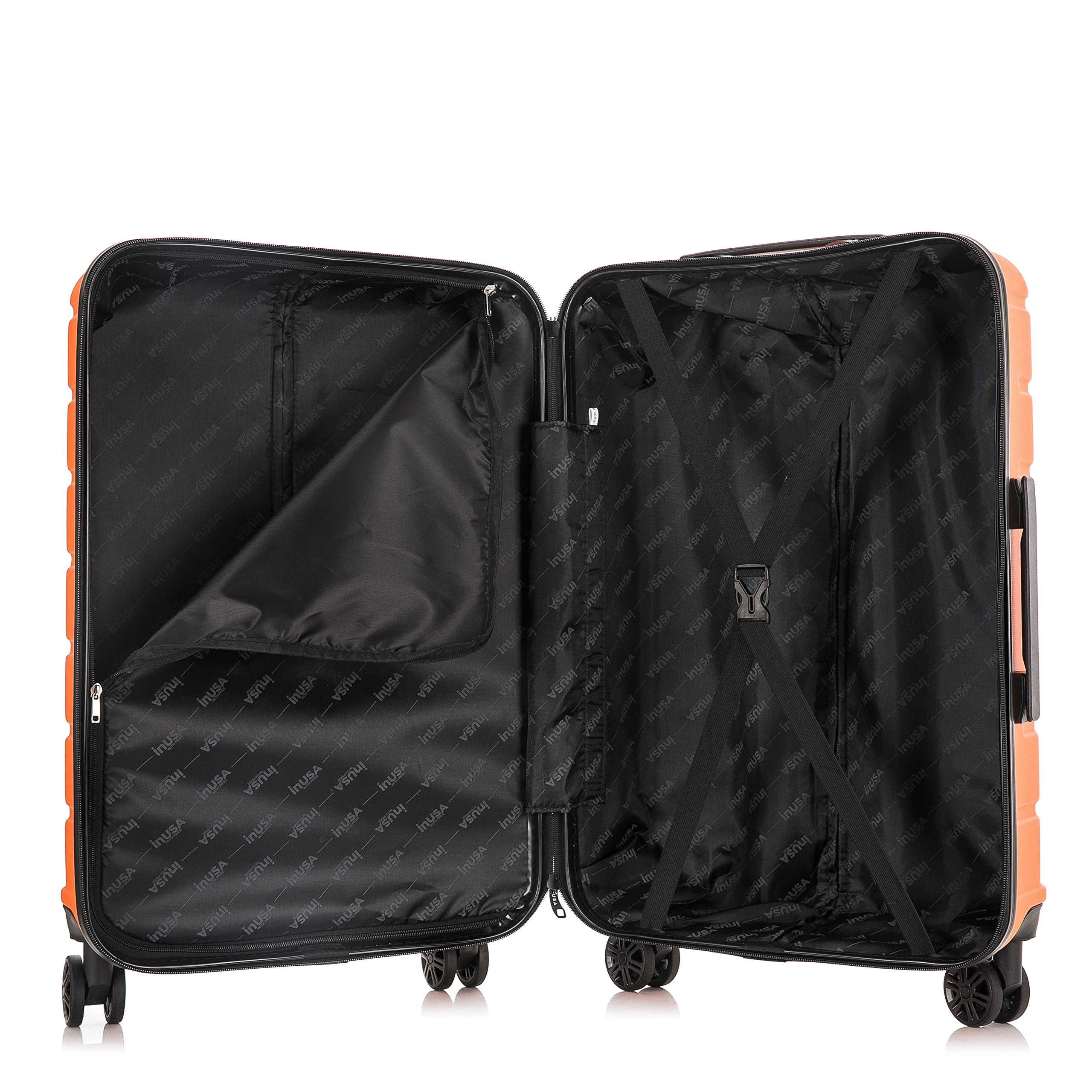InUSA TREND 3-Piece Lightweight Hardshell Luggage Set with 360° Spinner Wheels - 20in, 24in & 28in Carry-On Checked Suitcases - Durable Orange Travel Bags for Business Trips, Vacations & Family Getaways