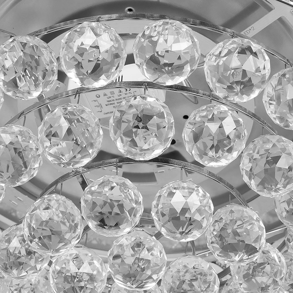 42 Inch Retractable Ceiling Fan with LED Light and Remote Control - 4 Clear ABS Blades - Modern Chandelier Style for Living Room, Dining Room & Bedroom - Quiet Indoor Ceiling Fan Light Combo (Chrome Finish) - Perfect for Home Cooling and Stylish Lighting