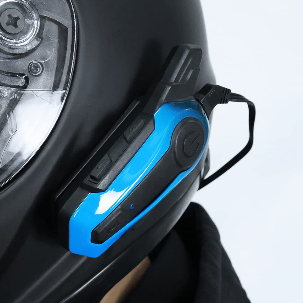 eECO-FLYING Motorcycle Bluetooth Headset - 1000m Intercom Range, CVC Noise Cancellation, IPX6 Waterproof, 2-Rider Communication System (Compatible with Half Helmets) | Perfect for Group Rides, Touring & Urban Commuting