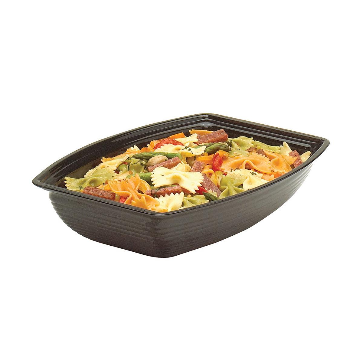 Cambro RSB912CW110 2.9 qt Black Rectangular Ribbed Serving Bowl - Durable Food Container for Restaurants, Catering & Home Kitchen Use