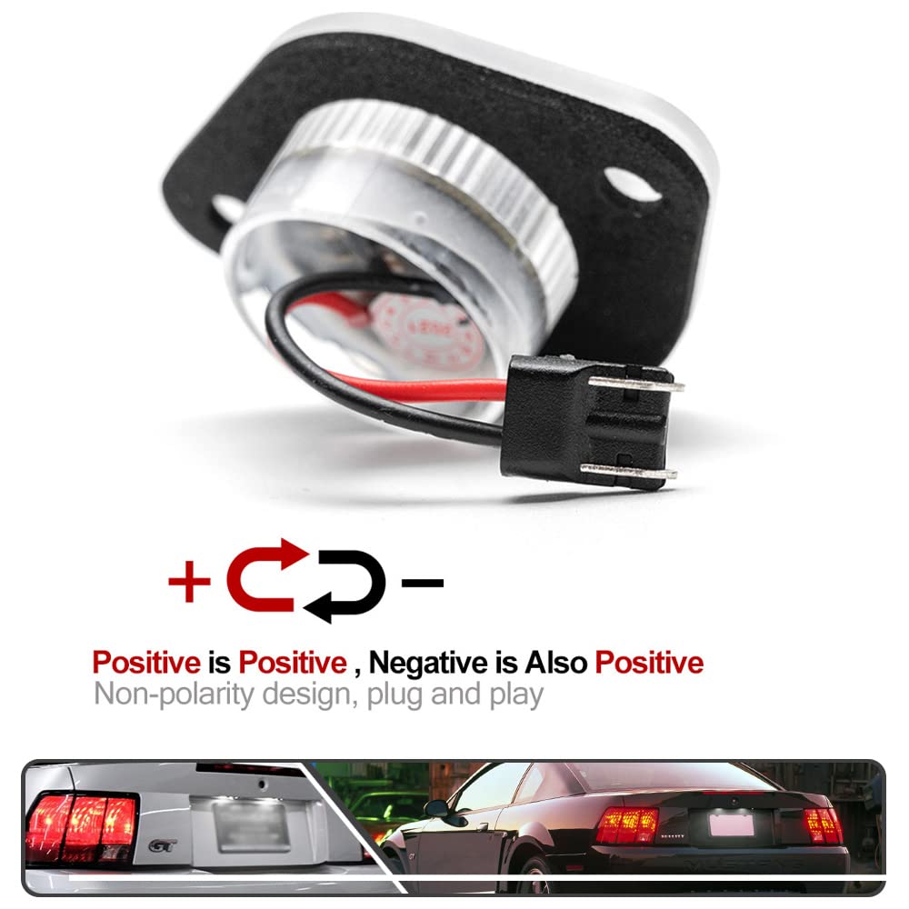 2Pcs LED License Plate Lights for Ford Mustang 1994-2004 - High Power SMD Xenon White LED Bulbs, Error Free, Easy Installation - Perfect for Night Driving & Car Customization