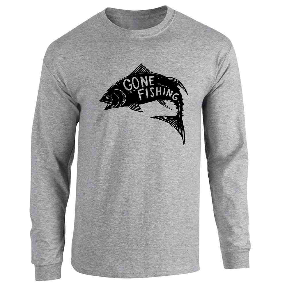 Vintage Fisherman Long Sleeve T-Shirt - Retro Gone Fishing Graphic Tee for Men - Casual & Outdoor Wear