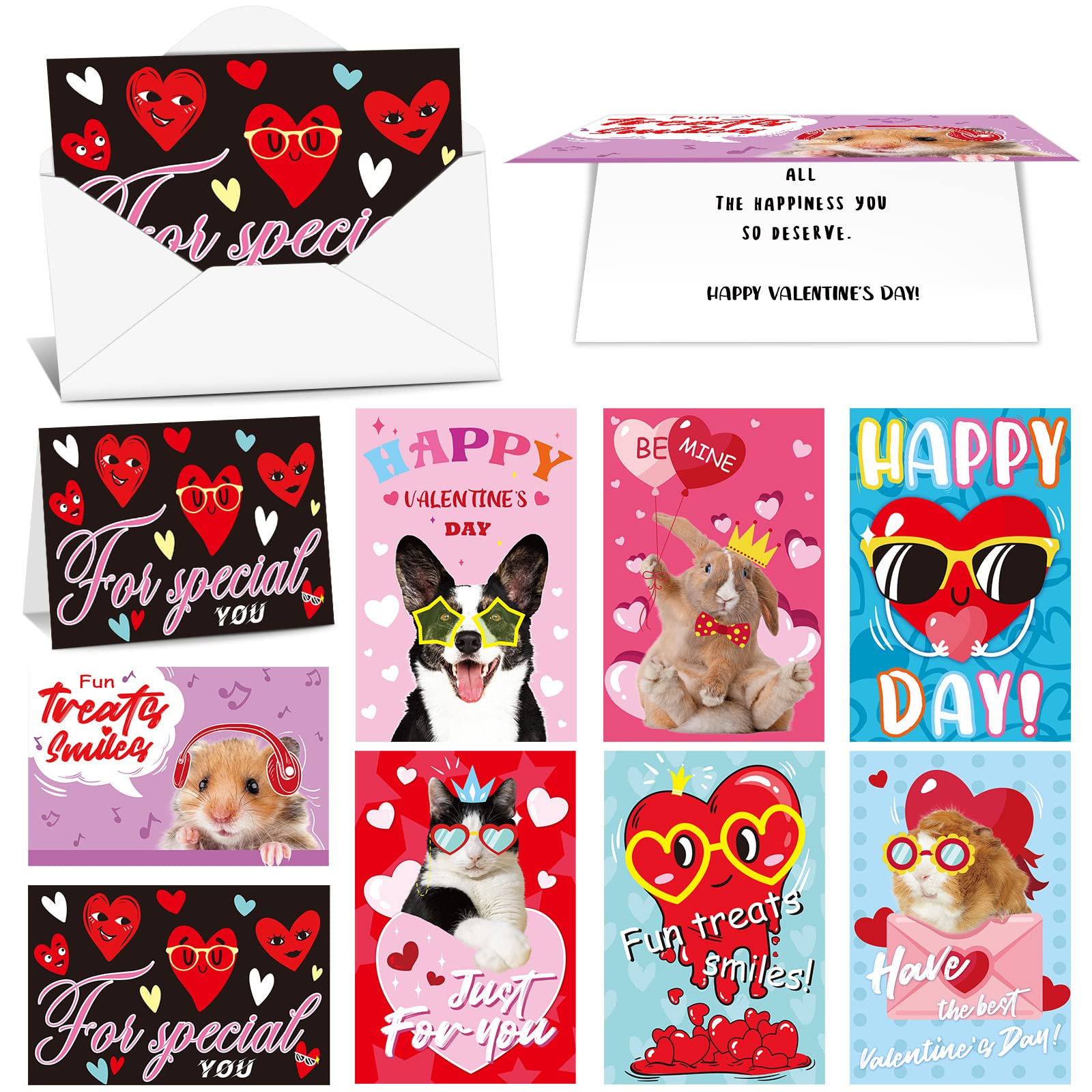 24-Piece Kids Valentine's Day Cards with Envelopes - Animal-Themed Classroom Valentines for Boys & Girls | Perfect for School Exchanges, Party Favors & Thank You Notes (Pet Style)