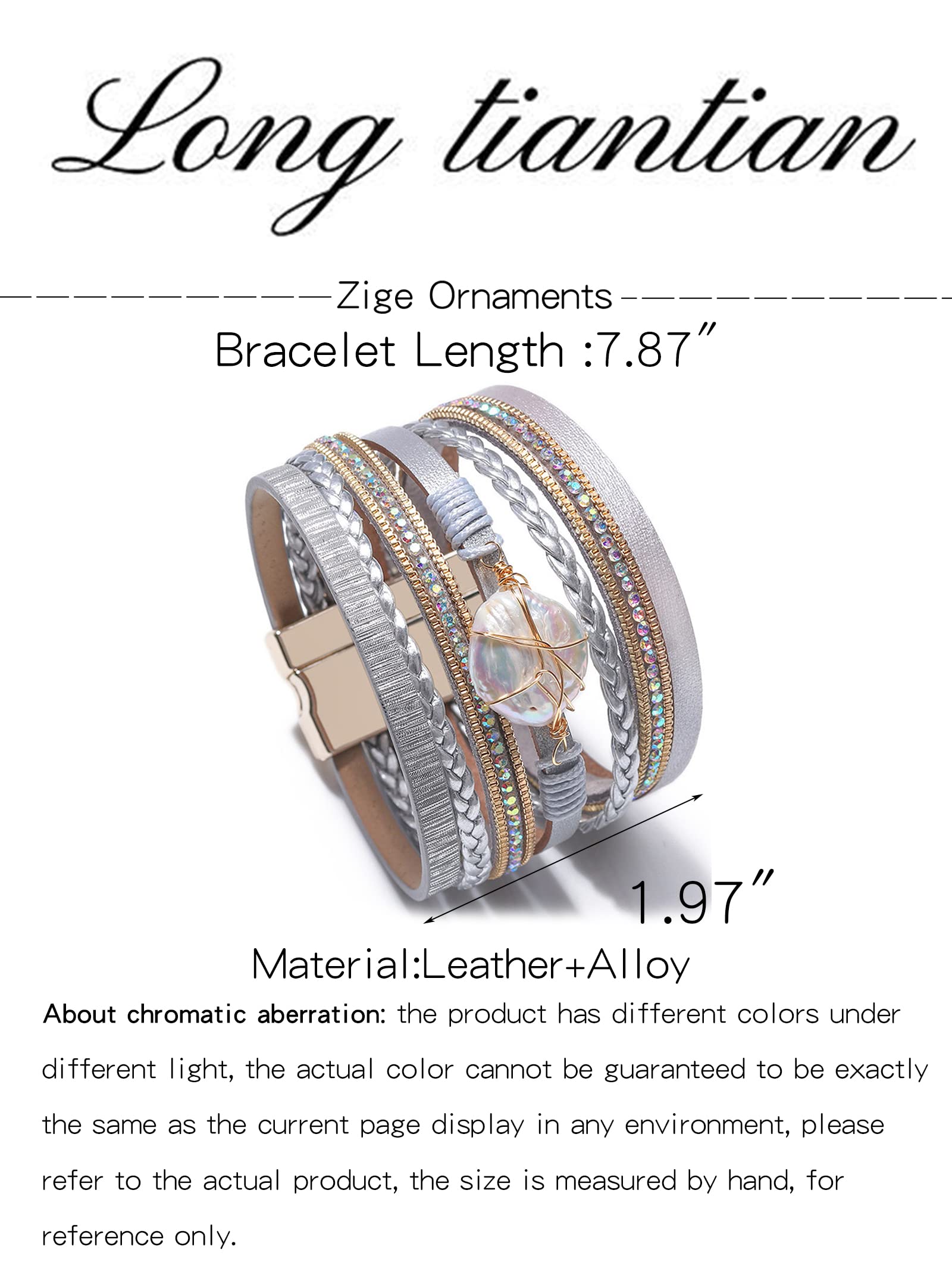 Trendy Blue Leather Wrap Bracelet for Women - Stackable Multi-Layer Cuff Bracelet, Western Style Jewelry | Perfect for Boho Fashion, Layered Arm Candy & Everyday Accessories