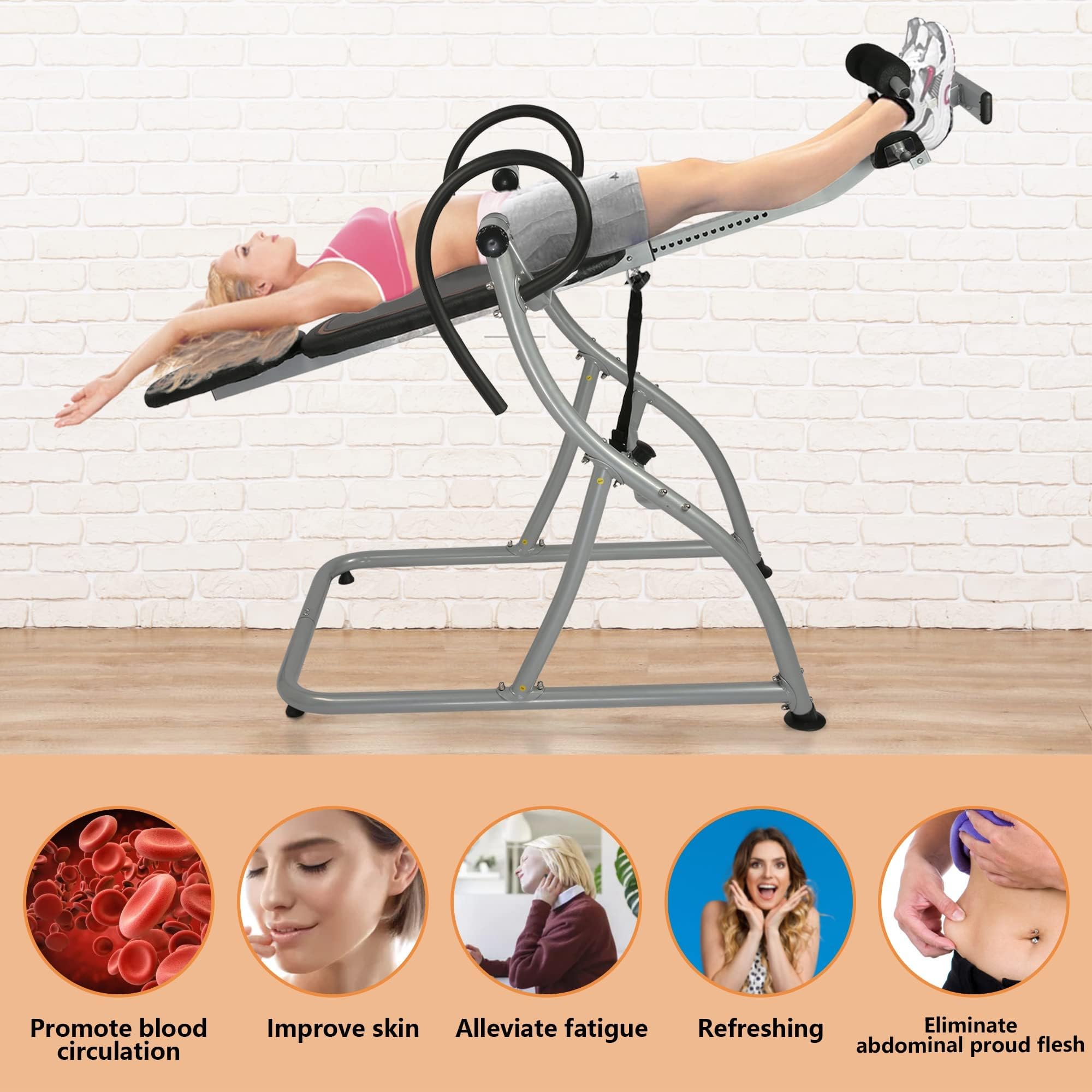 TRY & DO Heavy Duty Inversion Table for Back Pain Relief - 330 lbs Weight Capacity, Adjustable Height Back Stretcher with Comfortable Foam Backrest - Perfect for Home Therapy, Spinal Decompression & Fitness Recovery
