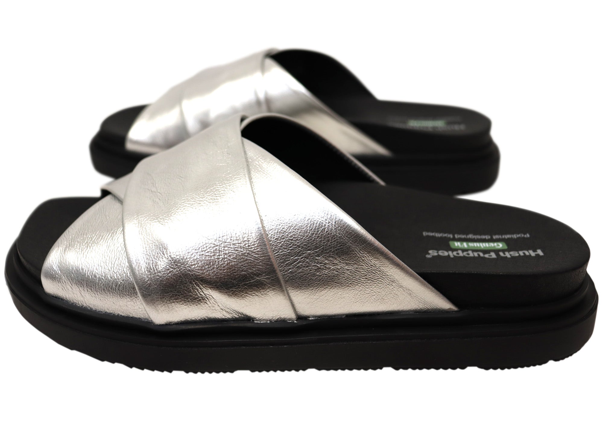 Hush Puppies Women's Float Comfortable Leather Slides Sandals - Perfect for Casual Wear, Home, and Travel