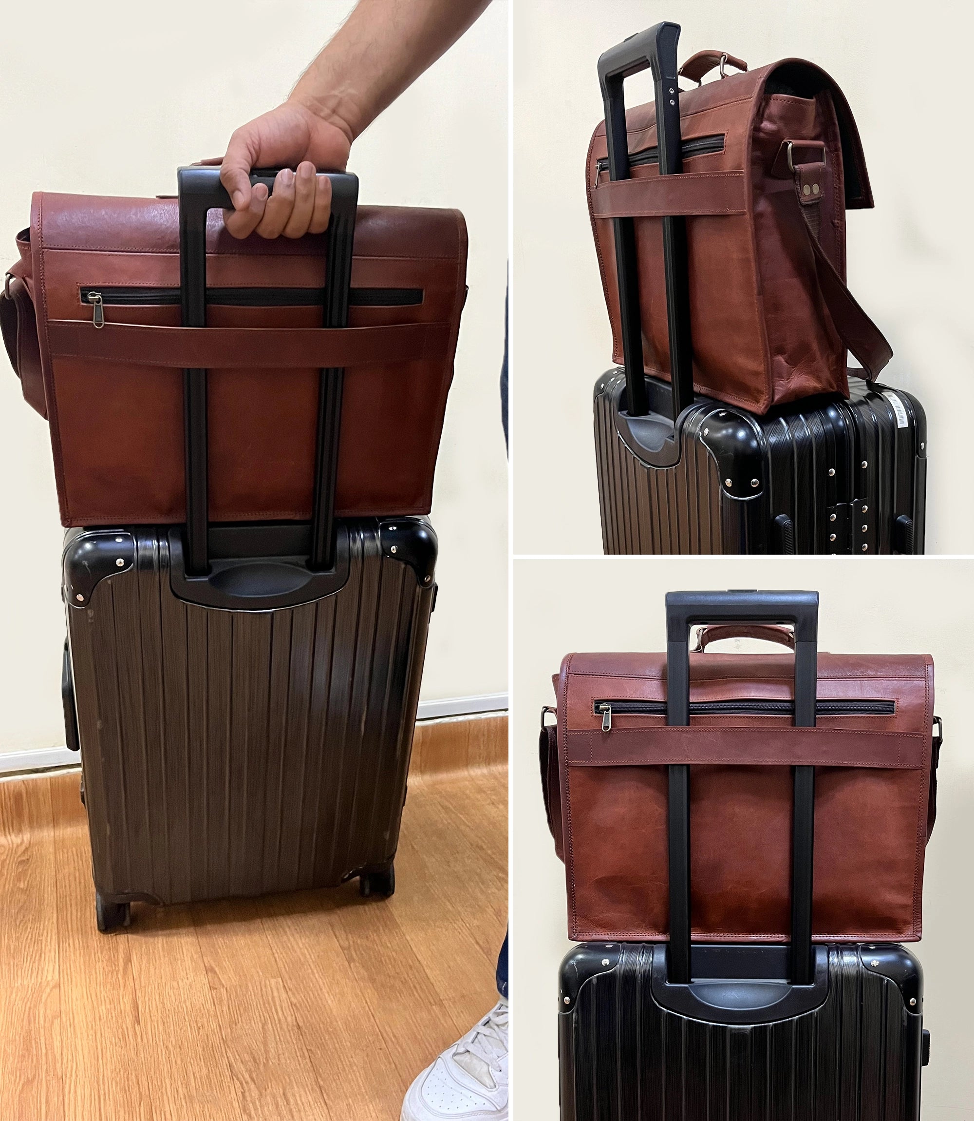 Premium Beast 16 Leather Briefcase - Classic Business Laptop Messenger Bag for Men & Women - Perfect for Office, Travel & Professional Meetings