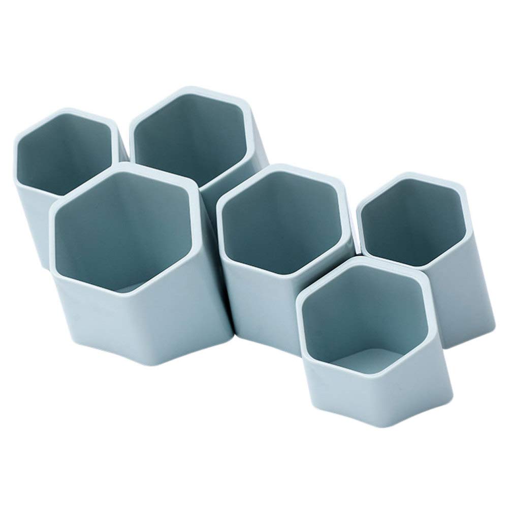 HEMOTON 6-Pack Wall Mount Pen Holder & Makeup Brush Organizer - Green Pencil Cup for Office Desk, Vanity Table & Home Storage | Perfect for School Supplies, Cosmetics & Stationery Organization