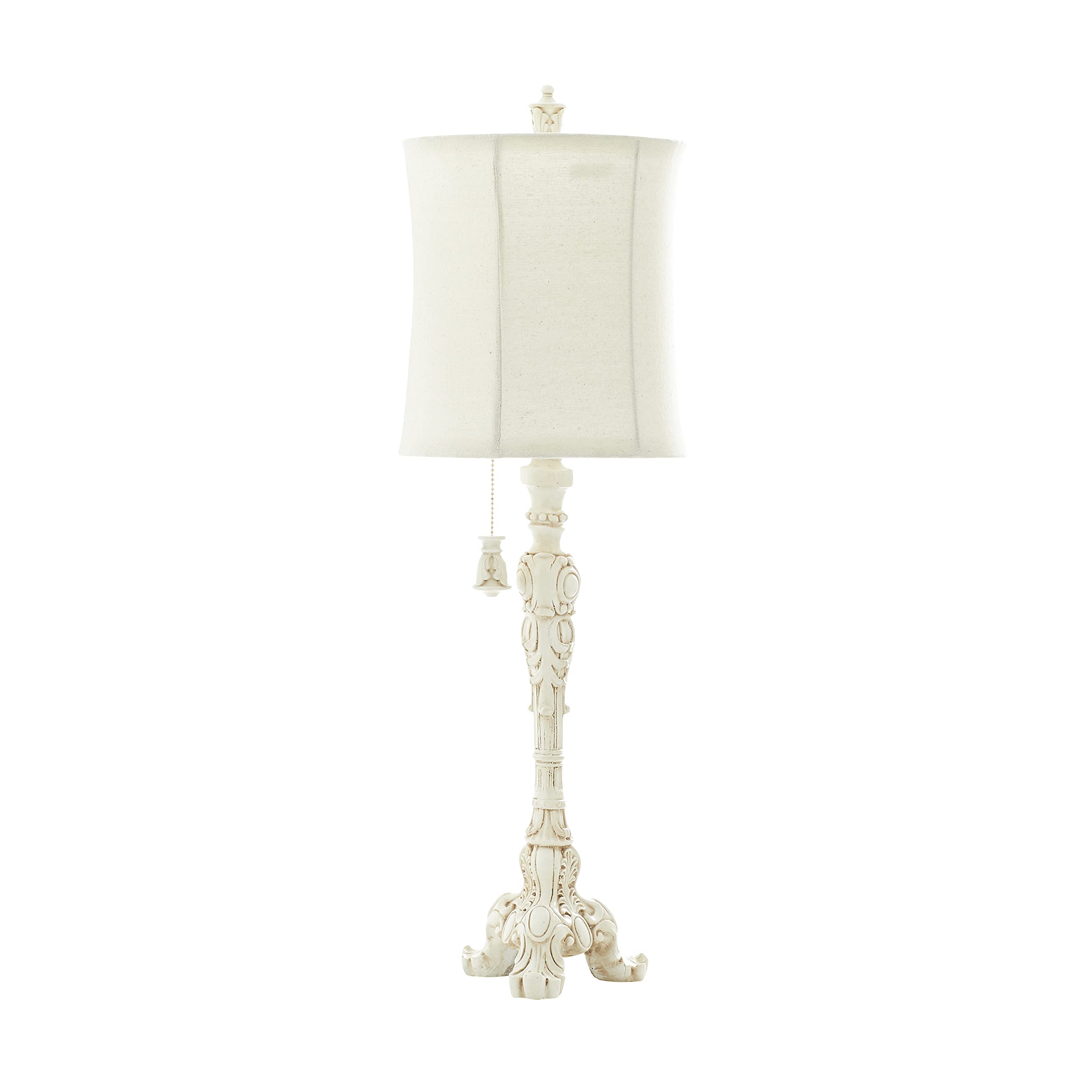 Antique Style Cream Polystone Table Lamp with Drum Shade - 7x7x31 Inches - Perfect for Living Room, Bedroom & Office Decor | Deco 79 Buffet Lamp