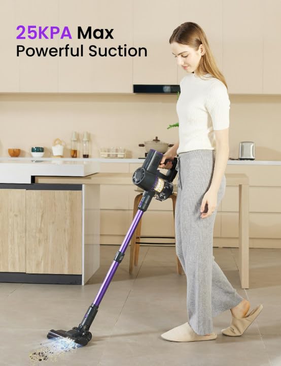 V8PRO Cordless Vacuum Cleaner - 25Kpa Stick Vacuum for Hardwood Floors & Pet Hair, 35Min Runtime, Self-Standing Design | Perfect for Home Cleaning