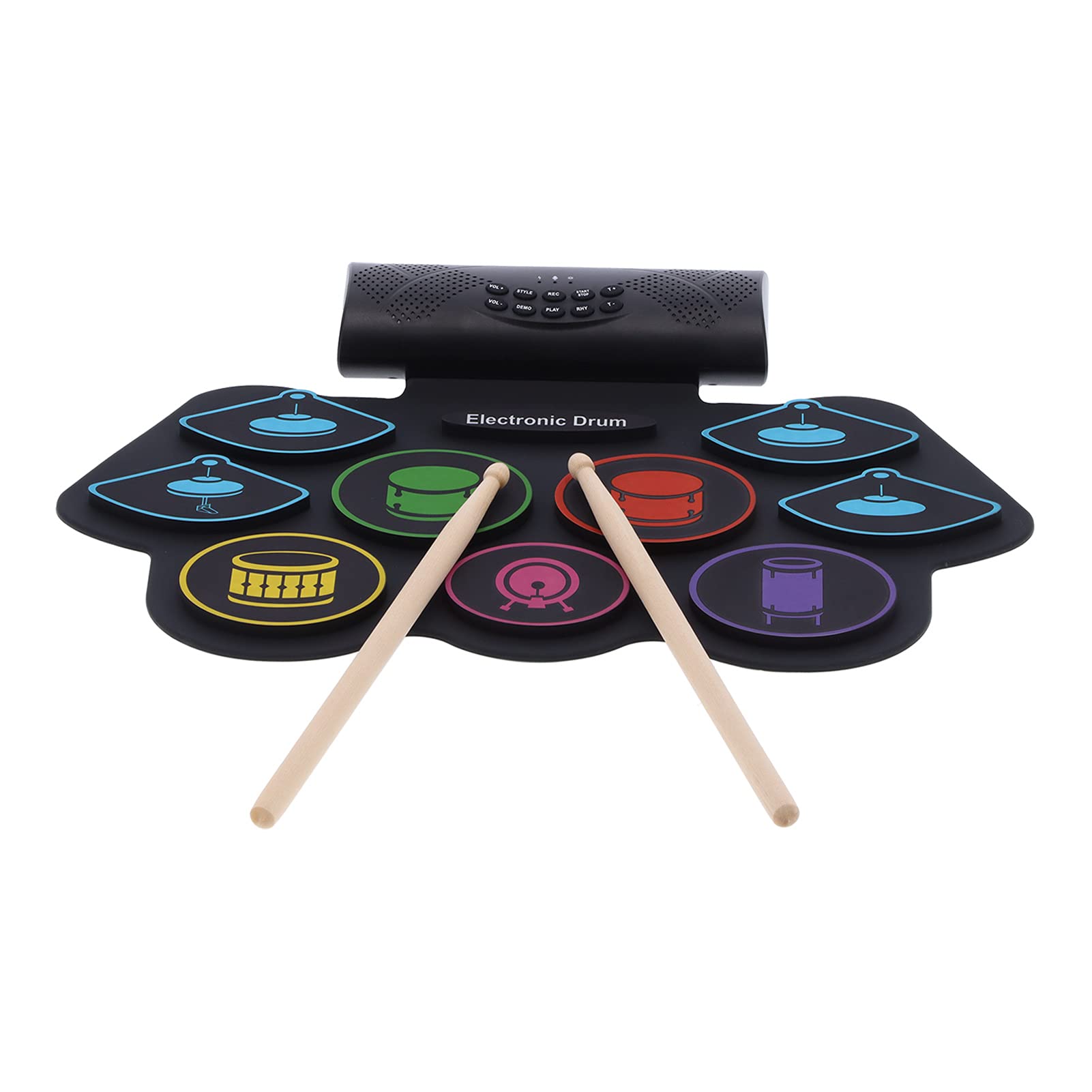 Colorful Hand-rolled MIDI Drum Set - Foldable Electronic Drum Kit with App Control | Portable Percussion Instrument for Kids, Teens & Adult Beginners | Perfect for Home Practice, Music Classes & Live Performances