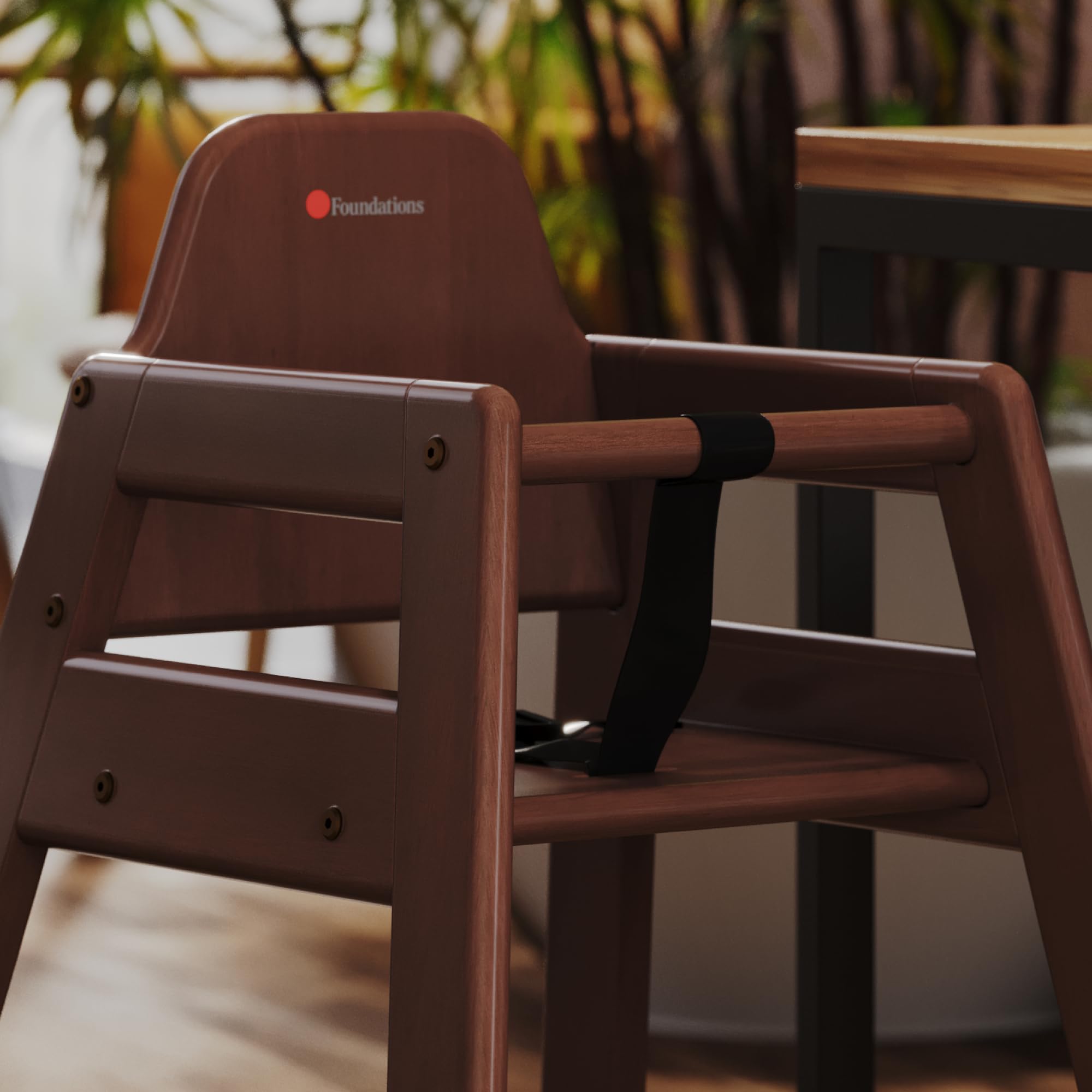**Durable & Easy-Clean Foundations Highchair for Restaurants, Airbnbs, and Home Use – Antique Cherry Finish – Perfect for Dining, Cafes, and Family Gatherings**