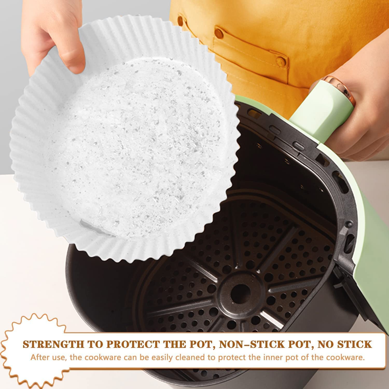 100PCS Non-Stick Air Fryer Paper Liners - 6.3 Inch Round Disposable Baking Sheets for Oil-Proof Cooking, Roasting & Microwaving | Perfect for Air Fryers, Baking, Meal Prep & Healthy Cooking