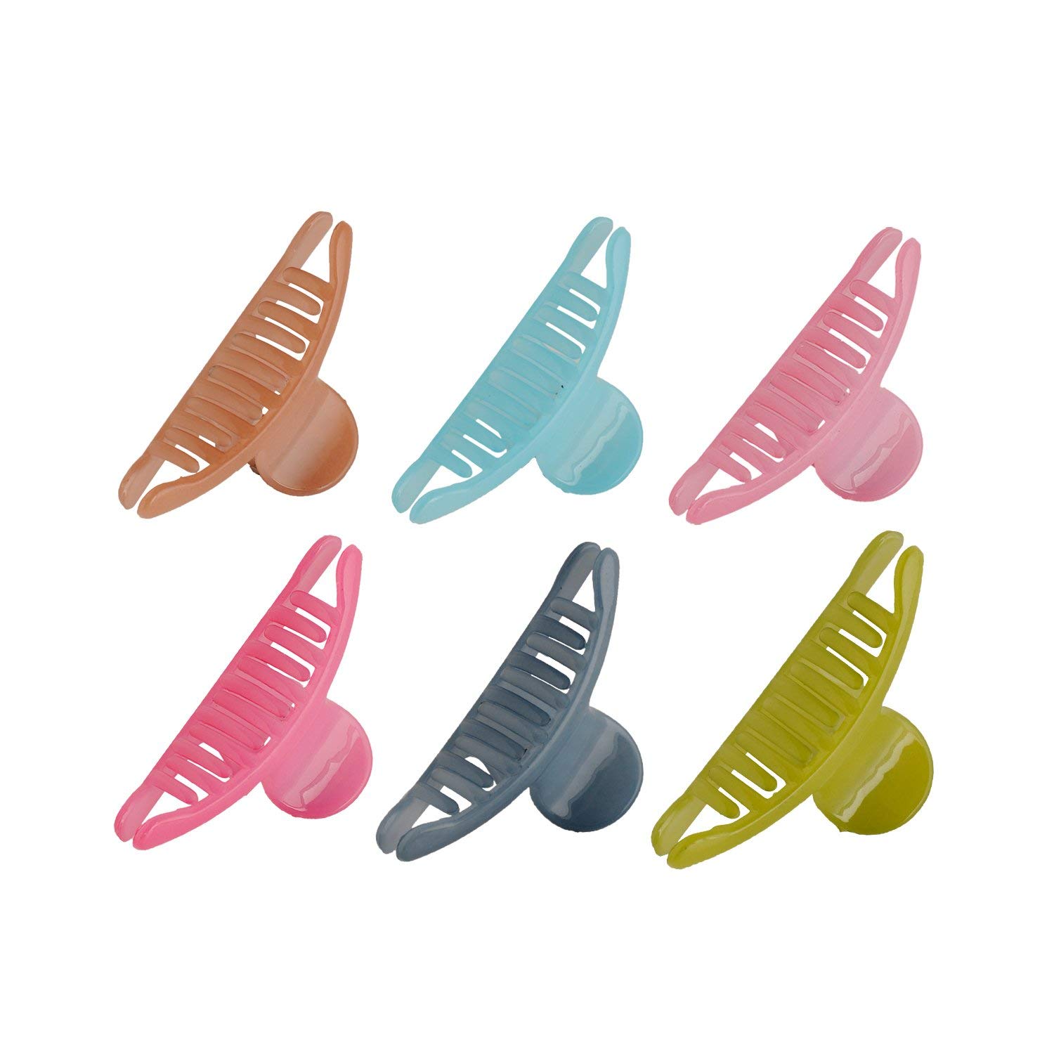 SIYAA Medium Plastic Hair Clutch for Women - Trendy Hair Clip Set of 6 | Hair Claw Clips for Ponytails, Buns & Updos | Perfect for Work, Gym & Everyday Styling