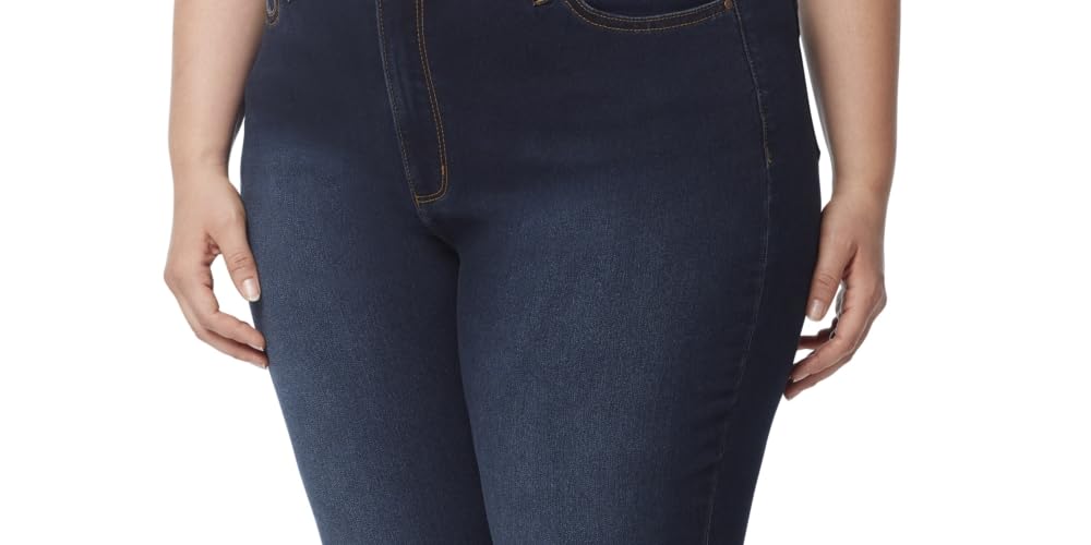 Jones New York Women's Plus Size High Rise Skinny Ankle Jeans in Onyx - Comfortable Stretch Denim Pants for Work, Casual & Night Out