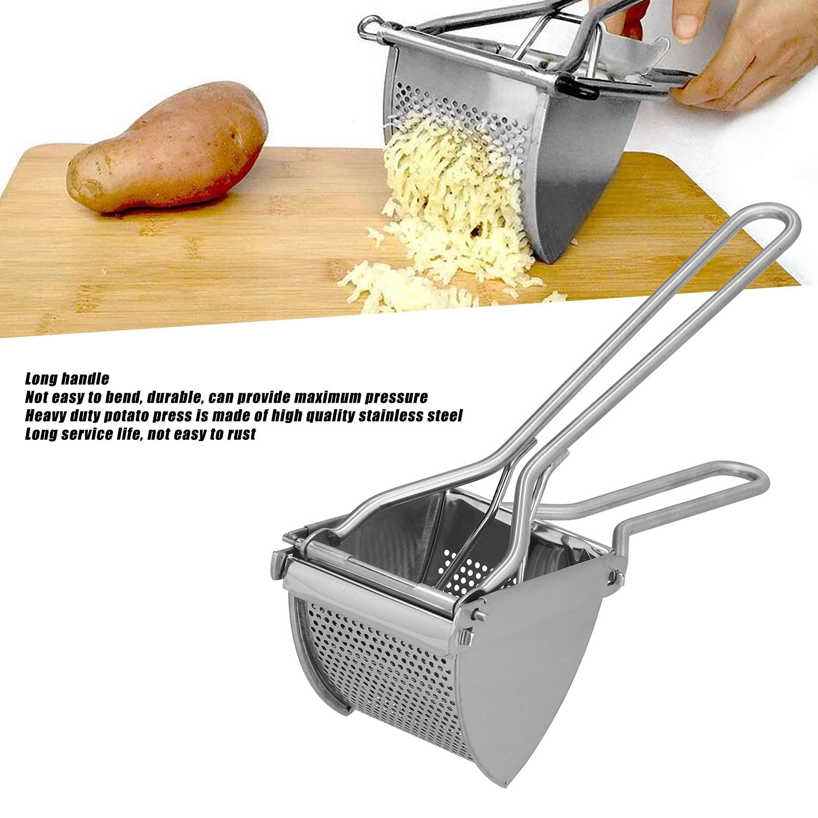 Stainless Steel Potato Masher & Ricer - Manual Potato Presser, Crusher & Fruit Lemon Squeezer for Kitchen - Perfect for Mashed Potatoes, Baby Food & Cocktail Making