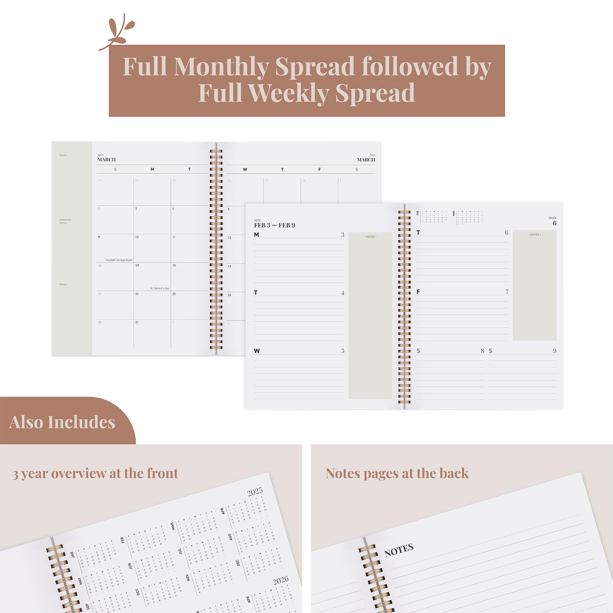 2025 Weekly Planner with Monthly Calendar - Jan to Dec 2025 Academic Planner, 8.5