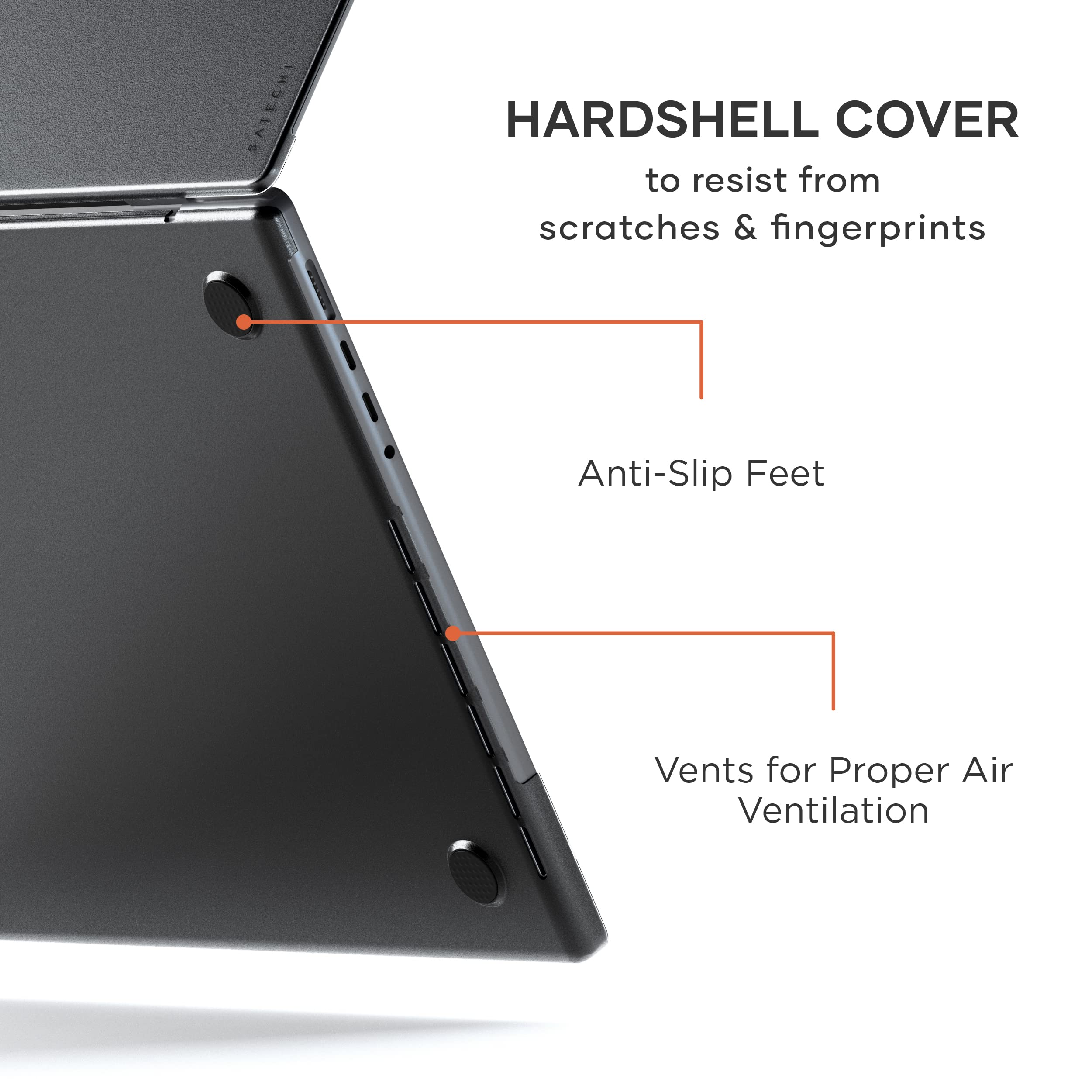 Satechi Eco Hardshell Case for MacBook Pro 14-inch 2021 (Model A2485) - Ultra Slim Lightweight Protective Cover with Hub & Adapter Access - Dark Color - Perfect for Work, Travel & Home Office Use