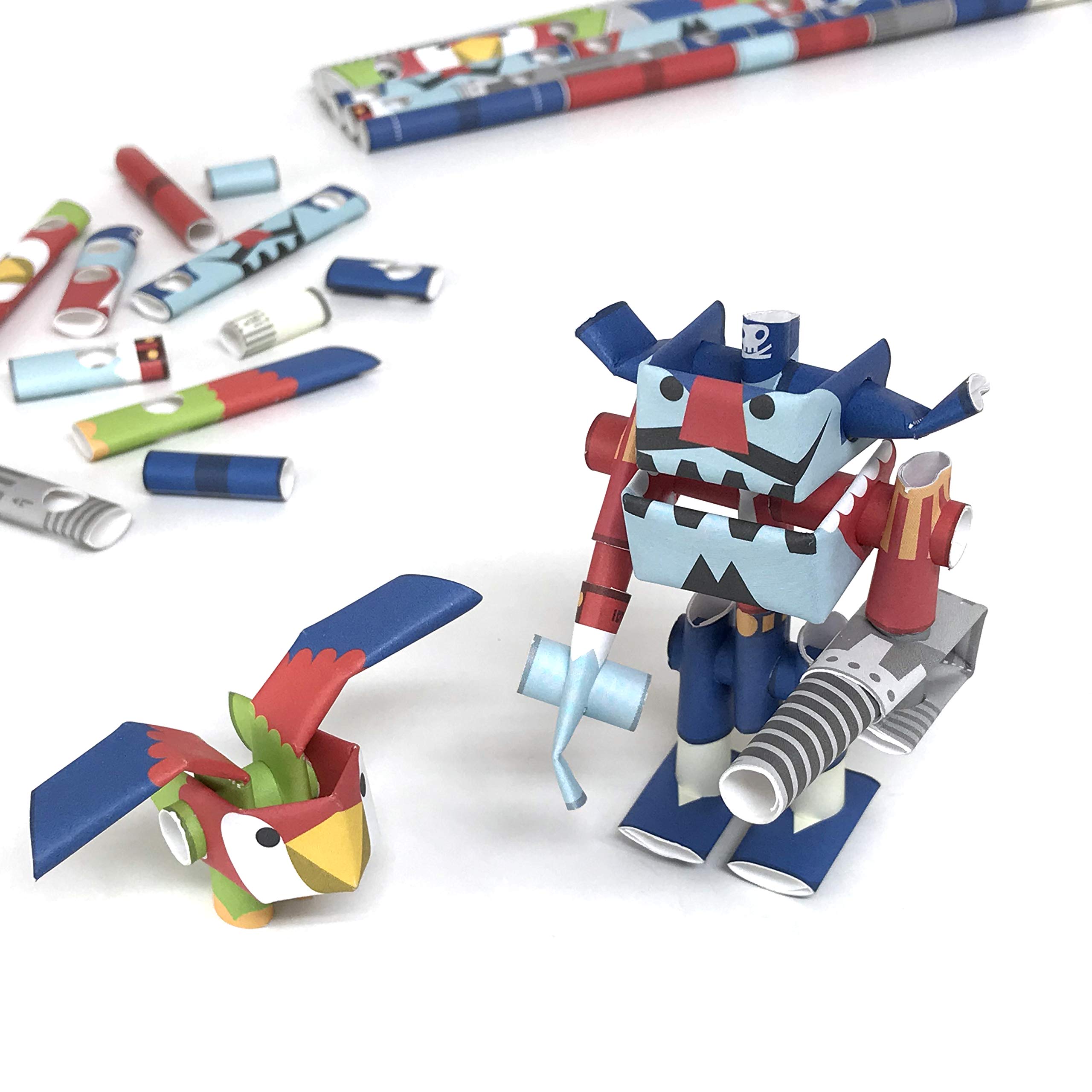 PIPEROID DIY 3D Puzzle Paper Craft Kit - Captain Drill & Repeat Pirate & Partner - Japanese Origami Arts and Crafts for Kids Adults - Creative Birthday Gift Party Favor - Fun Home School Activity & Office Desk Decor