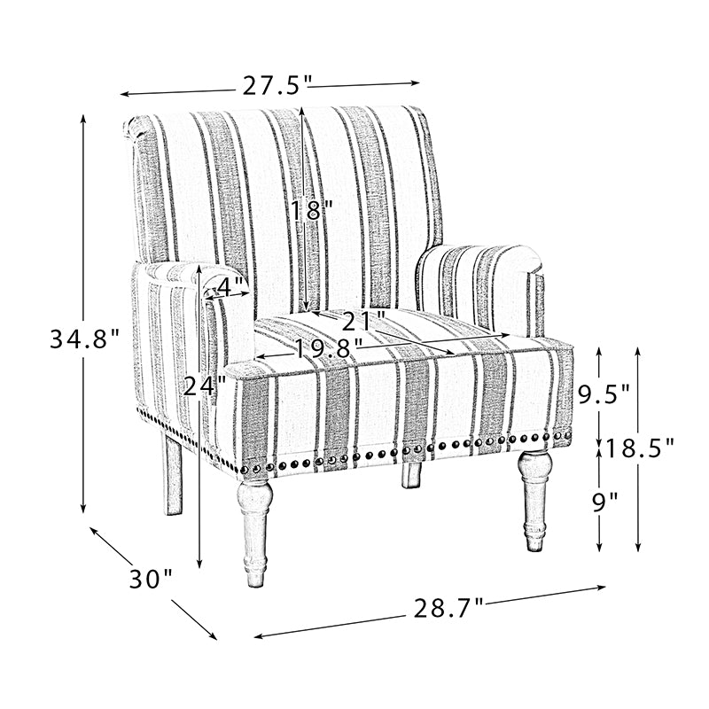 Lecce Armchair - Modern Upholstered Accent Chair for Living Room, Bedroom & Office - Comfortable Lounge Seating with Sturdy Wooden Legs