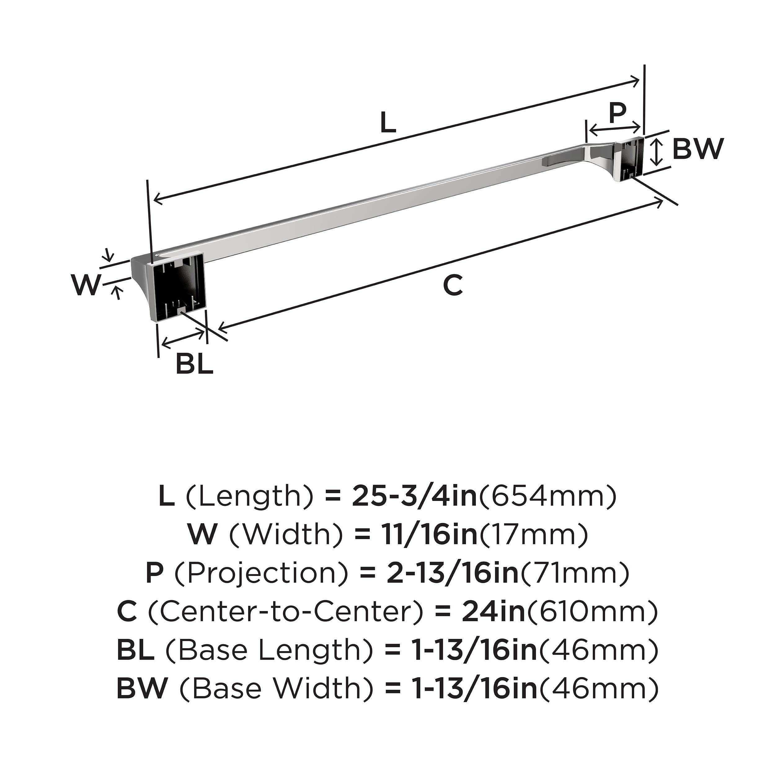 Amerock BH3602426 Chrome 24-Inch Towel Bar - Bathroom Towel Rack Holder for Showers & Bathrooms - Durable Bath Accessories Hardware (Mulholland Collection)