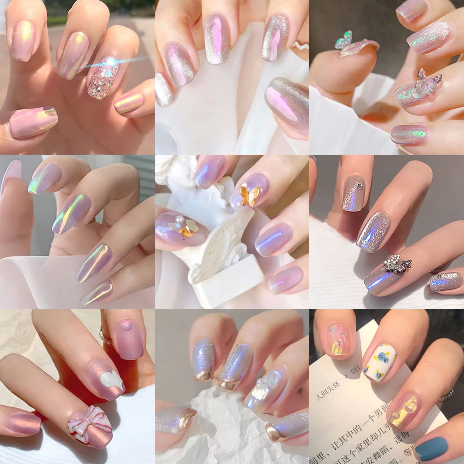 1 Pcs Mermaid Chrome Nail Powder - Holographic Iridescent Unicorn Glitter, Solid Laser Aurora Fairy Dust & Neon Pearl Pigment for DIY Nail Art | Perfect for Manicures, Pedicures & Nail Decoration (Yellow JH-08)