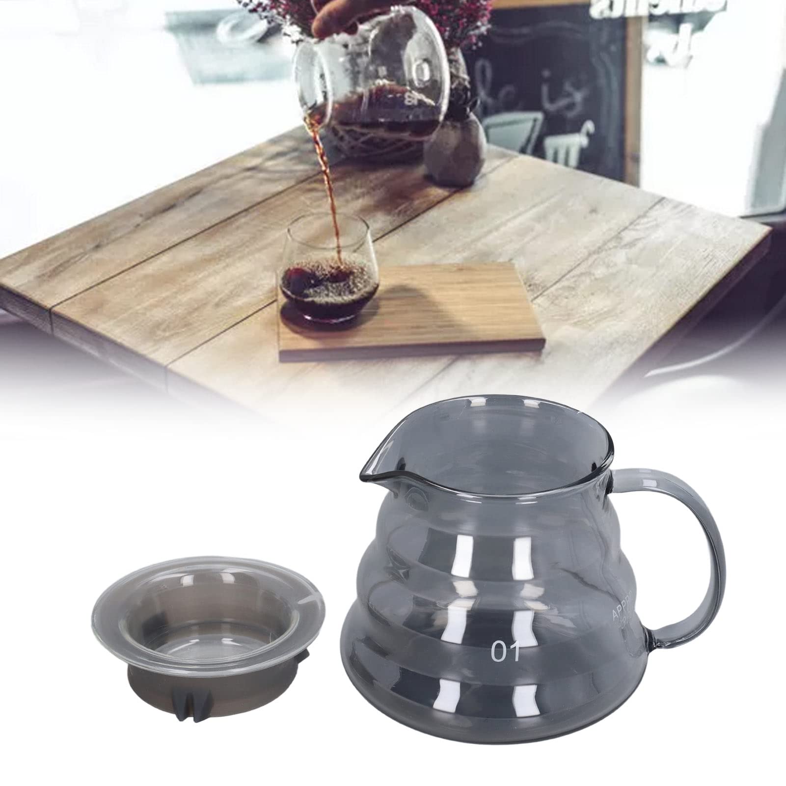 Premium 300ml High Borosilicate Glass Coffee Carafe - Electroplated Grey Replacement Coffee Pot for Drip Coffee Makers, Handcrafted Coffee Server for Home & Cafe Use - Perfect for Pour Over, French Press & Iced Coffee Brewing