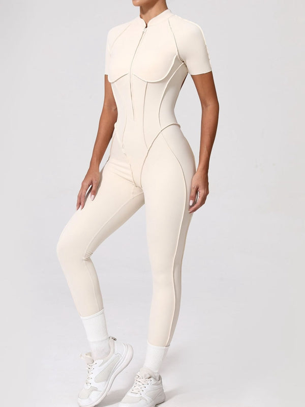 ZASUWA Women's Sexy Backless Zipper Scrunch Bum Jumpsuit - Stretchy Bodycon Romper for Clubwear, Night Out & Date Night