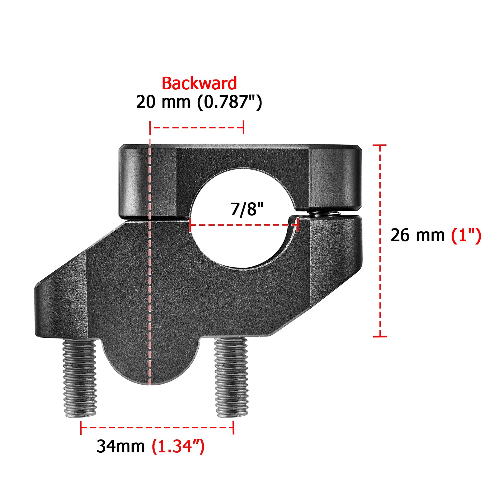 6061-T6 Billet Aluminum Gloss Black Handlebar Riser - Universal Fit for 7/8