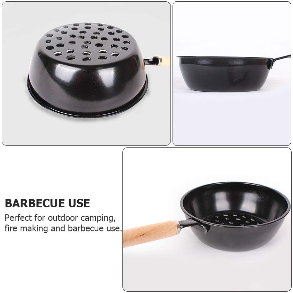 Happyyami Portable Camping Burner Pot & Chimney Charcoal Starter - Wooden Handle BBQ Brazier for Outdoor Grilling, Picnics, and Backyard Campfires