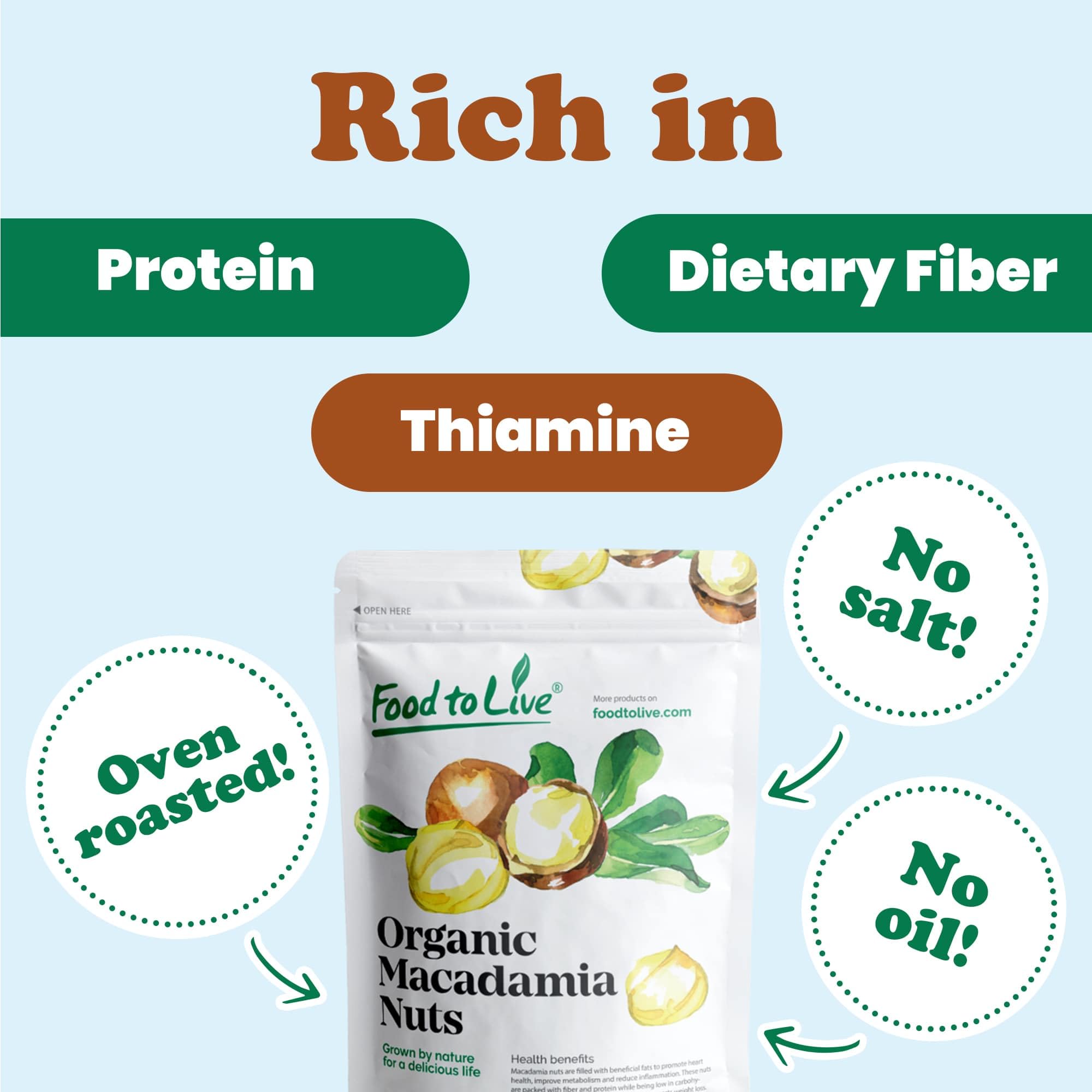 Organic Dry Roasted Whole Macadamia Nuts 8lbs - Unsalted, Non-GMO, Keto & Paleo Friendly Snack - Rich Buttery Flavor - Kosher Certified - Perfect for Healthy Snacking, Baking, and Gift Giving