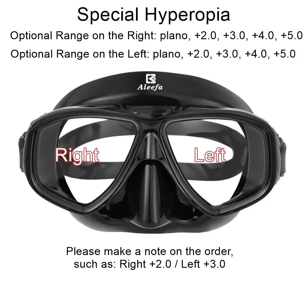 Aleefa Unisex Anti-Fog Swim Goggles with Tempered Glass Lens for Hyperopia - Perfect for Swimming, Snorkeling & Water Sports