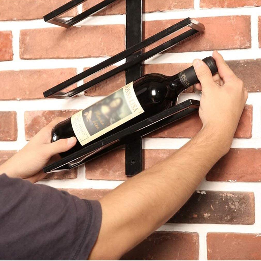 Wall-Mounted Metal Wine Rack - Holds 6 Bottles - Space Saving Wine Storage for Kitchen, Bar or Dining Room