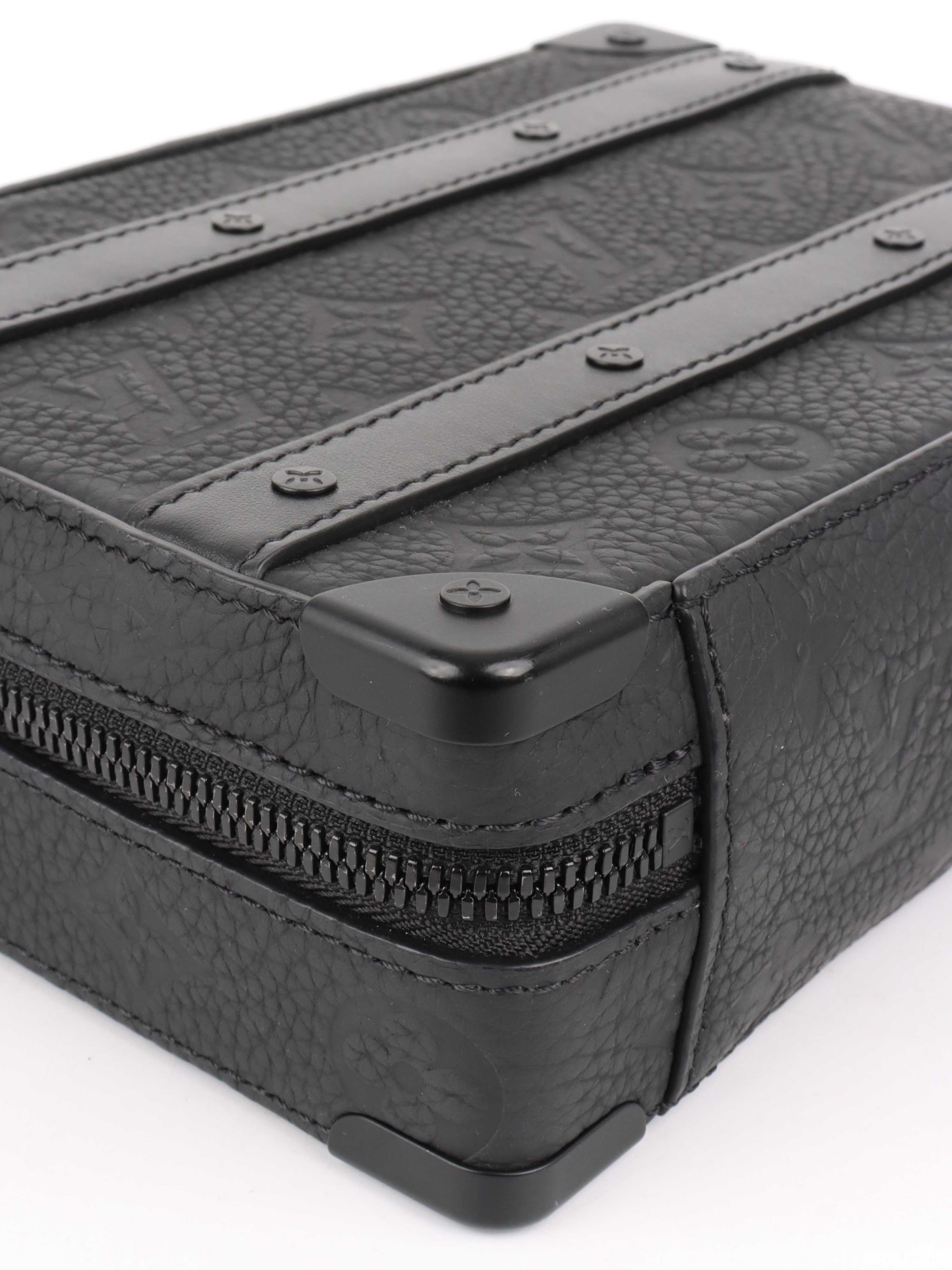 Louis Vuitton Black Leather Soft Trunk Bag with Handle - Stylish Crossbody Purse for Women, Perfect for Travel, Work & Everyday Use