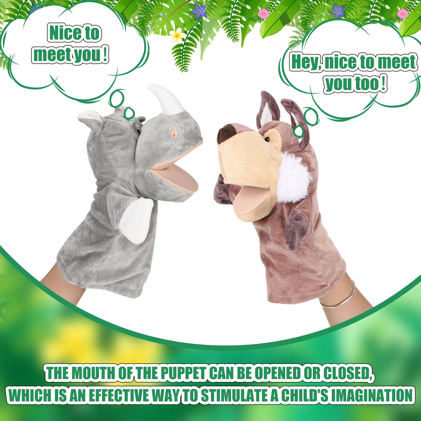 Syhood 8 Pcs Animal Hand Puppets for Kids - Movable Mouth Plush Toys for Storytelling, Birthday Gifts & Easter Basket Stuffers - Perfect for Toddler Playtime, Classroom Activities & Interactive Learning (Lovely Animal Set)